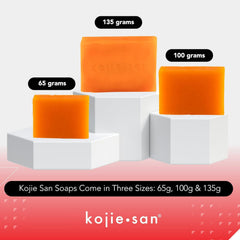Kojie San Savon Acide Kojique Exfoliation, texture légère révélant peau lumineuse.
