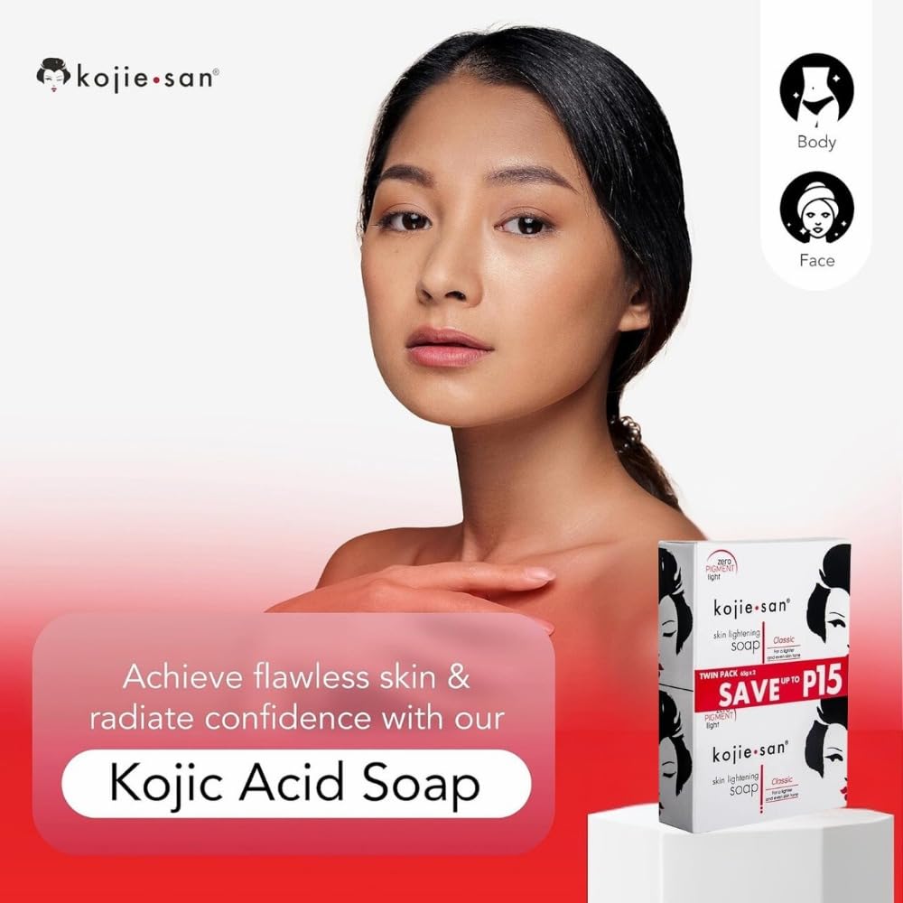 Kojie San Savon Éclaircissant Original avec filet exfoliant — exfoliation douce pour un teint uniforme.