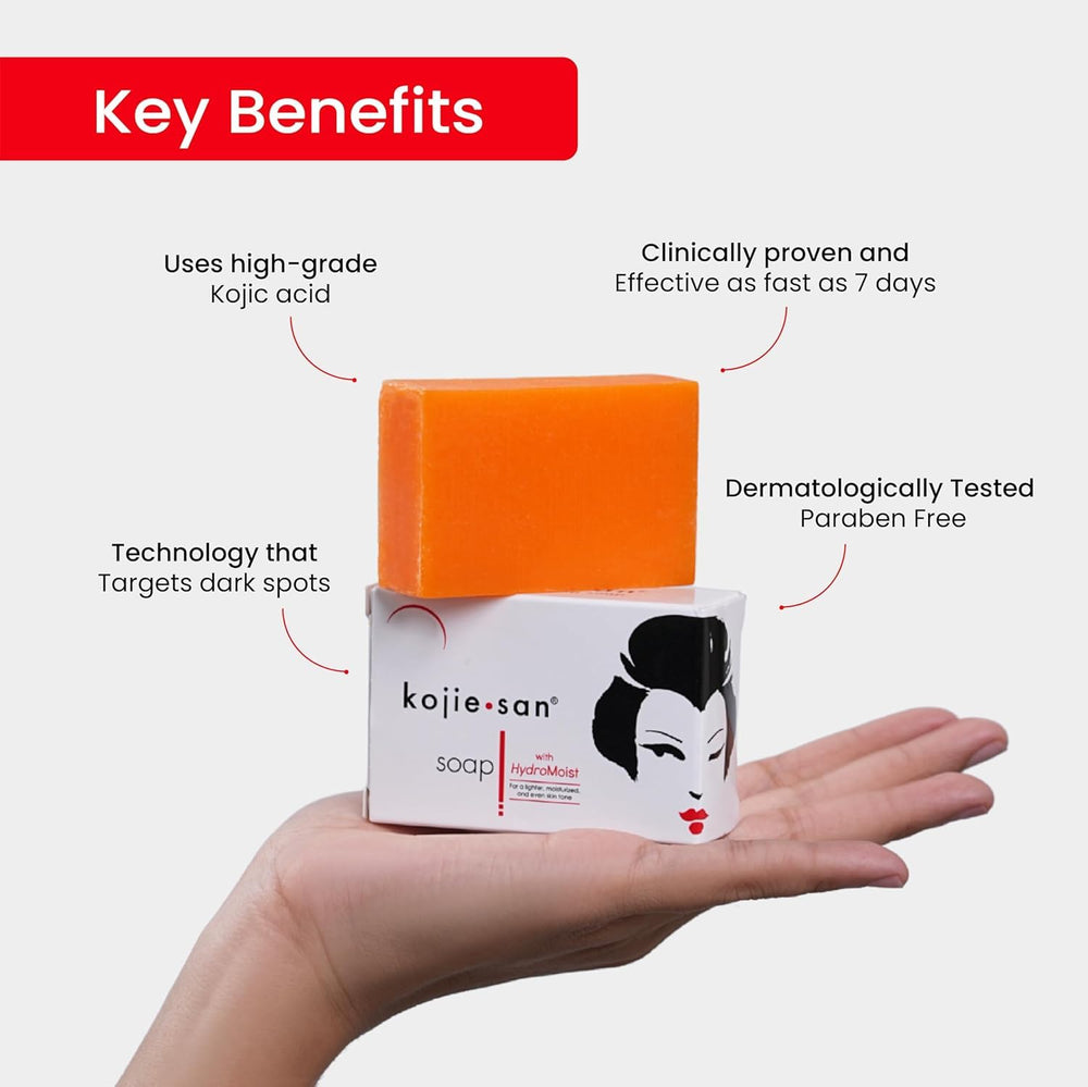 Kojie San savon huile coco et arbre à thé, hydratant et purifiant pour la peau.