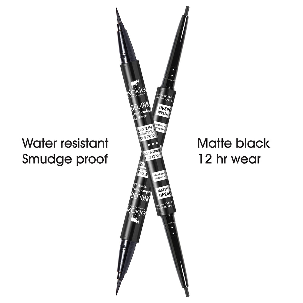 Kokie Gel Ink trait net sur paupière noire mat.