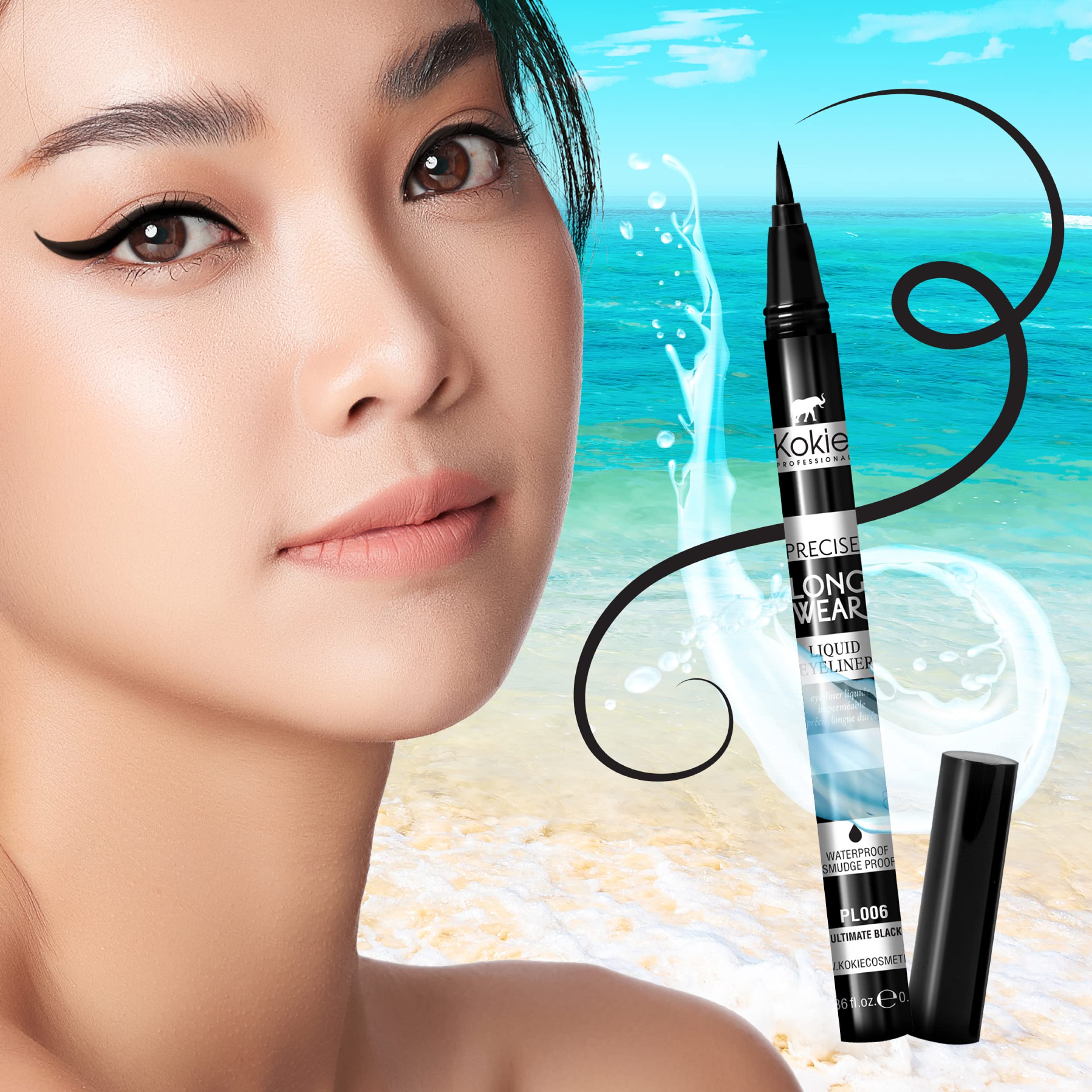 Kokie Precise Longwear Eyeliner bille agitatrice prévient le dessèchement.