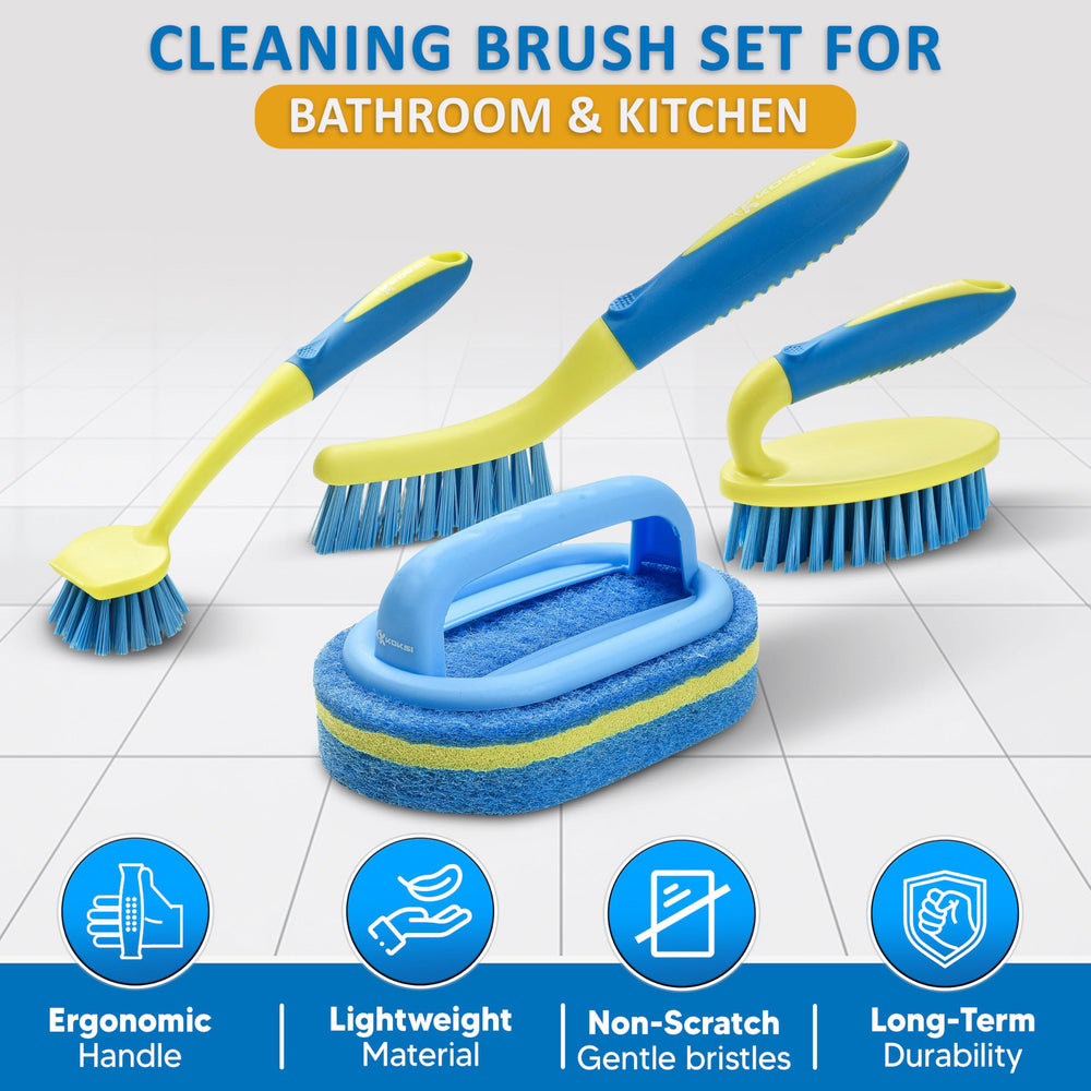 Brosse Koksi pour surfaces multiples nettoie carrelage, plans de travail et surfaces lisses.
