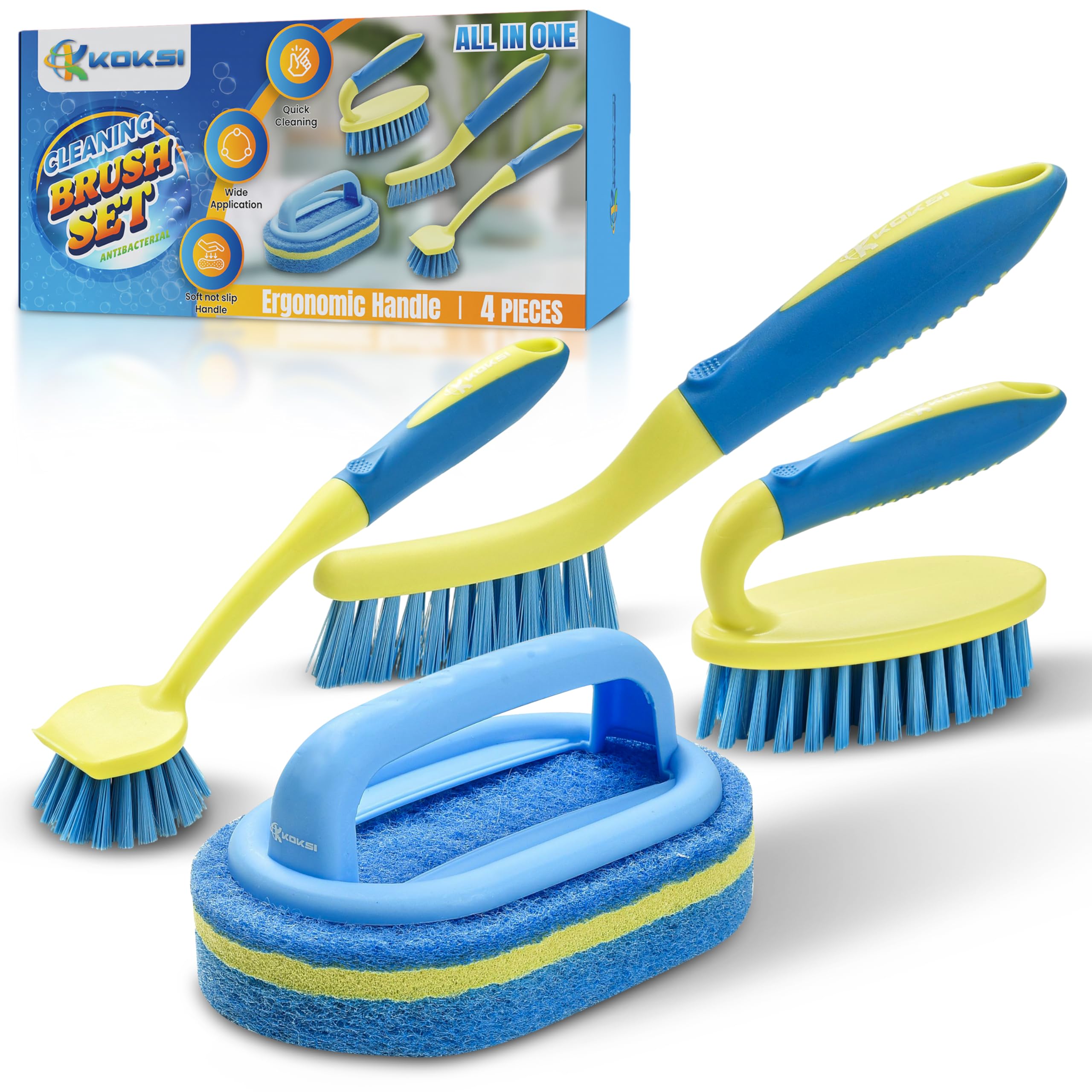 Koksi ensemble brosses quatre pièces pour nettoyage polyvalent et efficace.