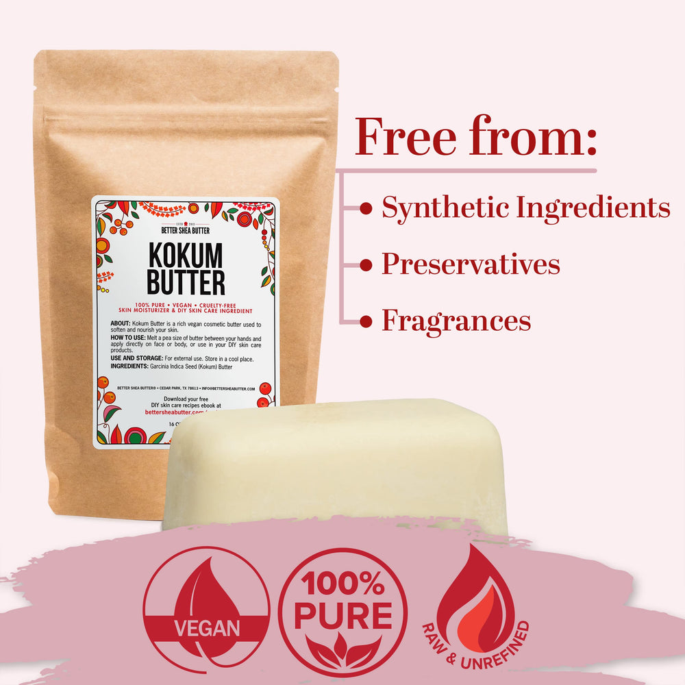 Beurre Kokum cru Better Shea Butter – sans parfum, usage quotidien sur la peau.