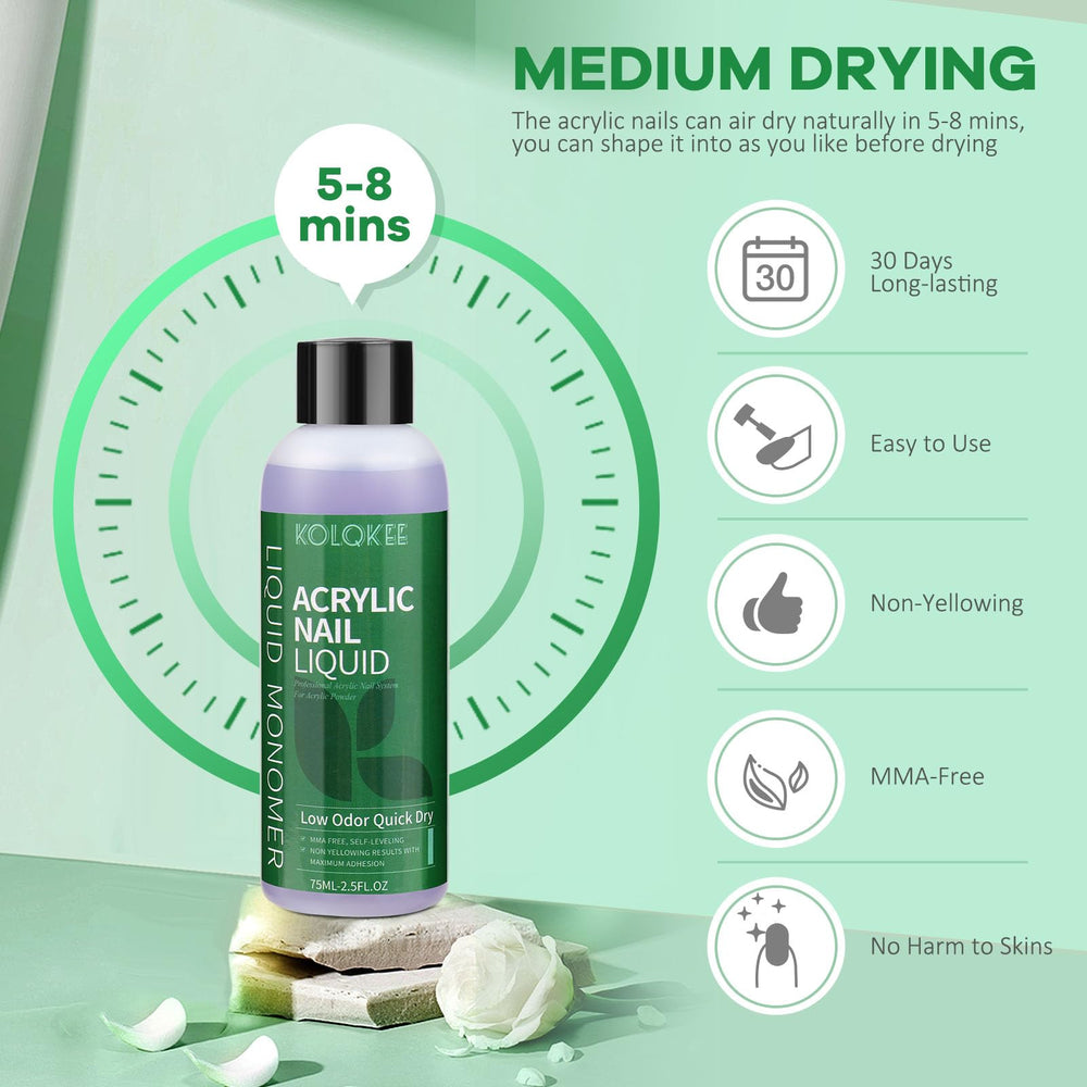 Kolqkee liquide acrylique avec adhérence fiable pour ongles longs
