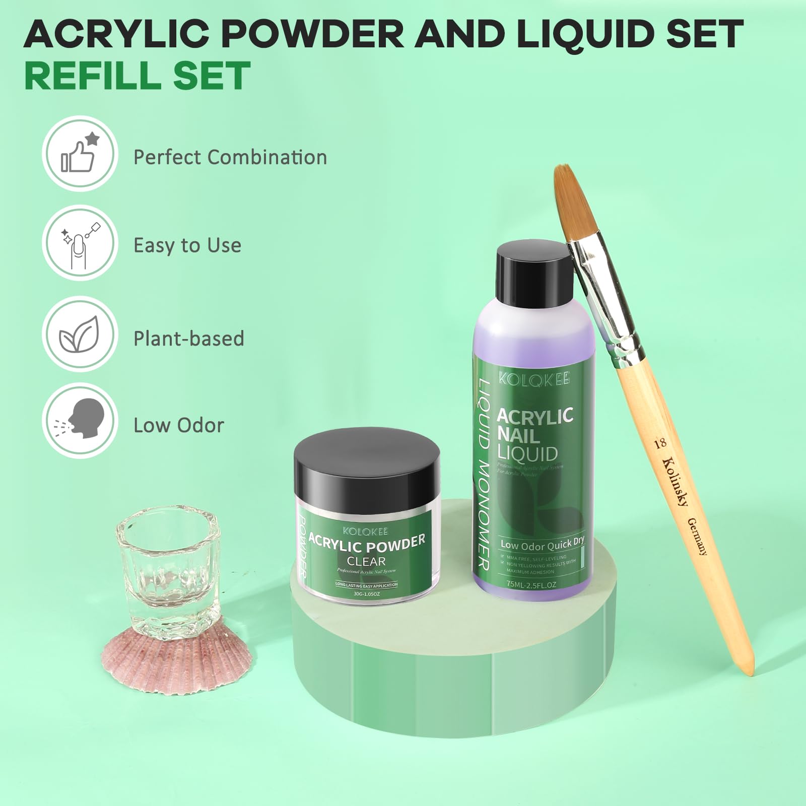 Kolqkee poudre acrylique ultra-fine pour finition naturelle et résistance