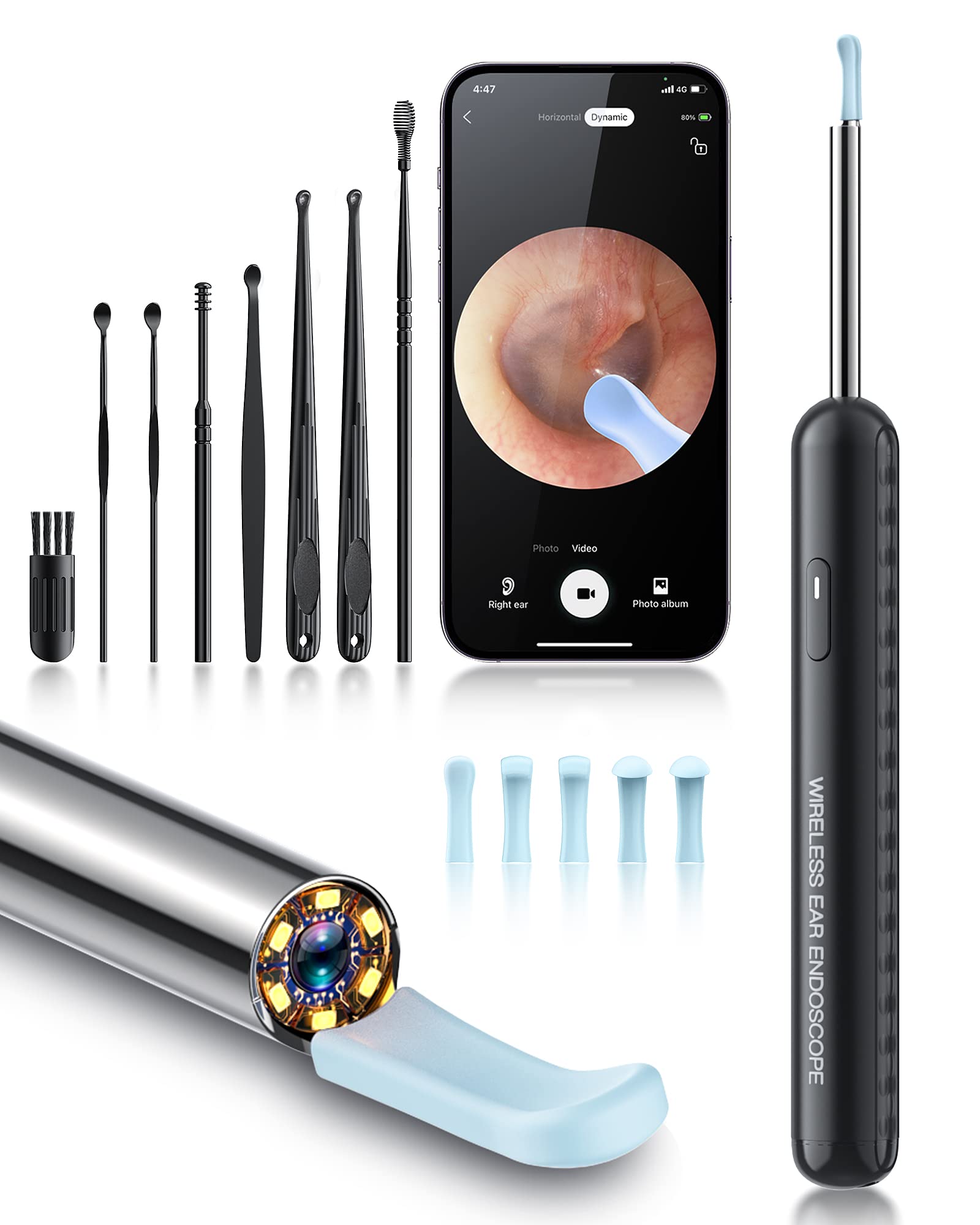 Kolrry otoscope caméra 1080P et lumière pour inspection précise des oreilles.