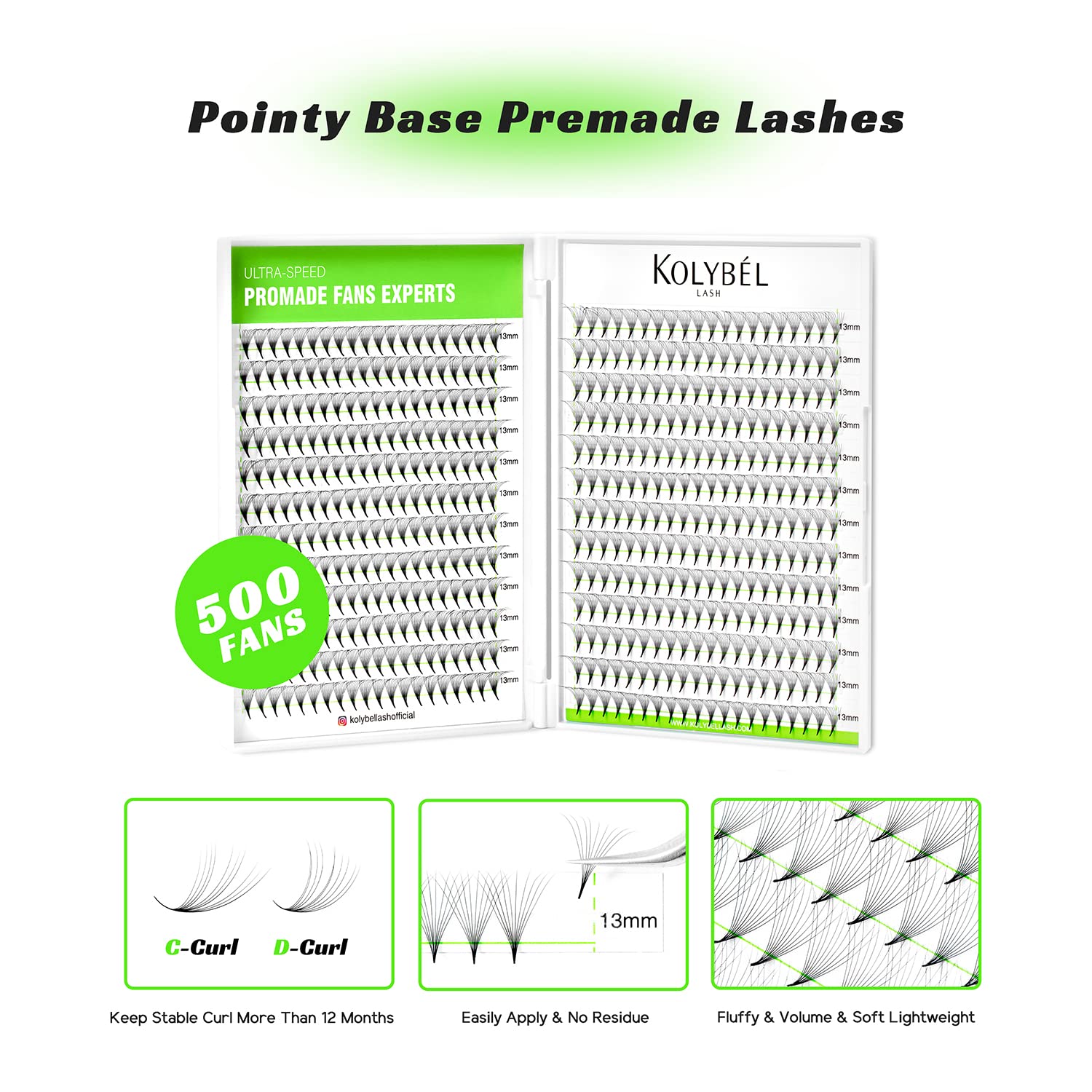 Kolybel fan préfabriqué 8-15 mm, longueurs variées pour volume naturel.