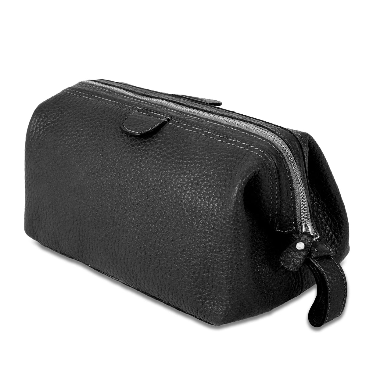 Trousse KomalC en cuir buffle avec ouverture large facilitant l’accès.