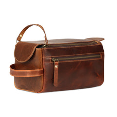 KomalC trousse toilette cuir buffle premium ouverture facile pour accessoire.