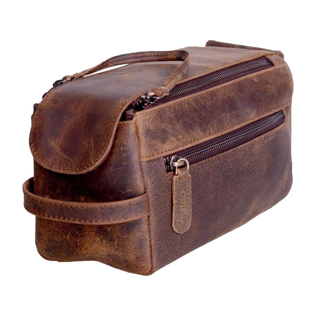 KomalC trousse toilette en cuir buffle, élégante et durable pour voyages quotidiens.