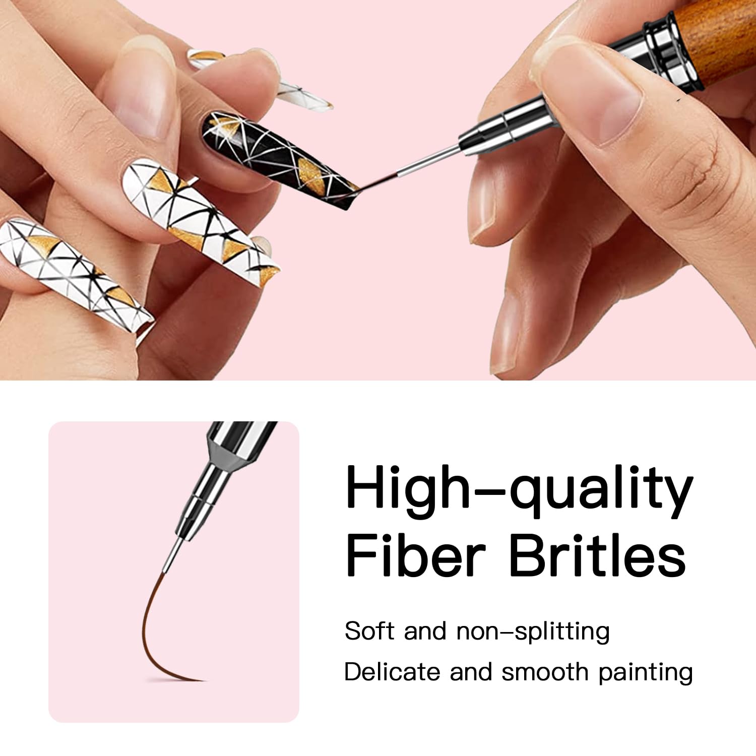 Pinceau Komall pour gel 12 mm, détails délicats sur ongles.