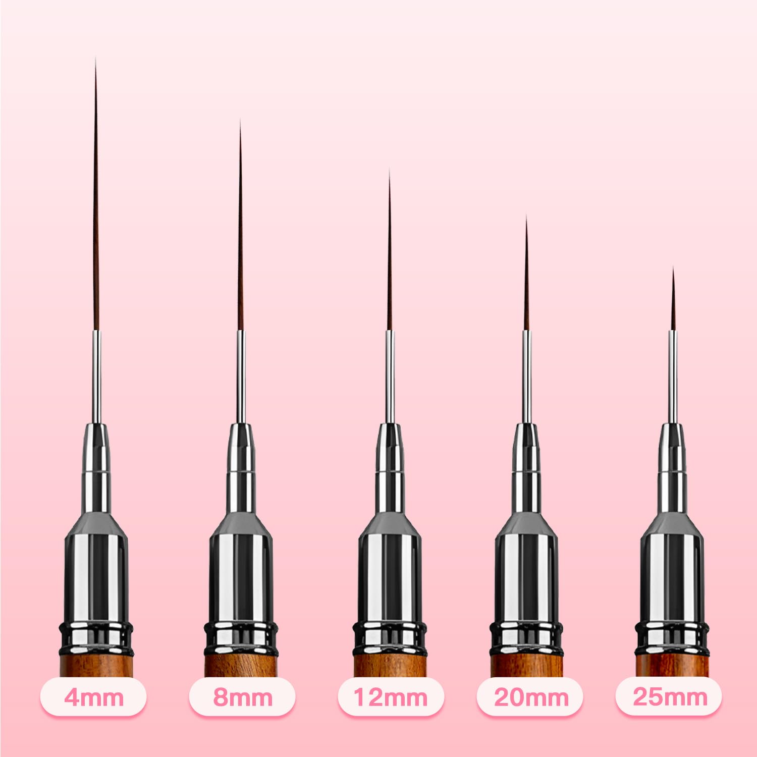 Pinceau Komall pour gel 20 mm, tracés fluides et motifs sur ongles.