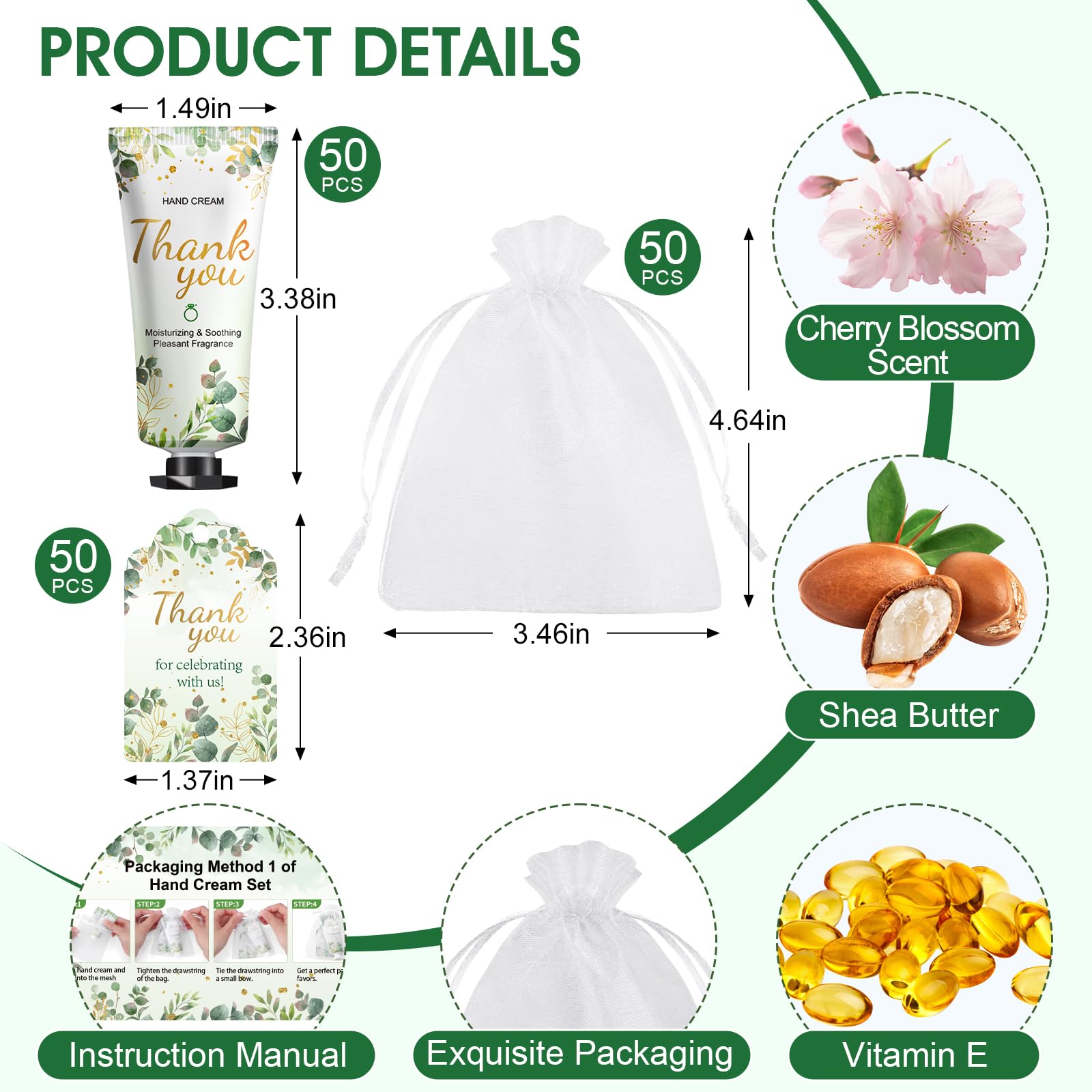 Sachets organza translucides KONEUK, ajout chic pour offrir des crèmes mains.