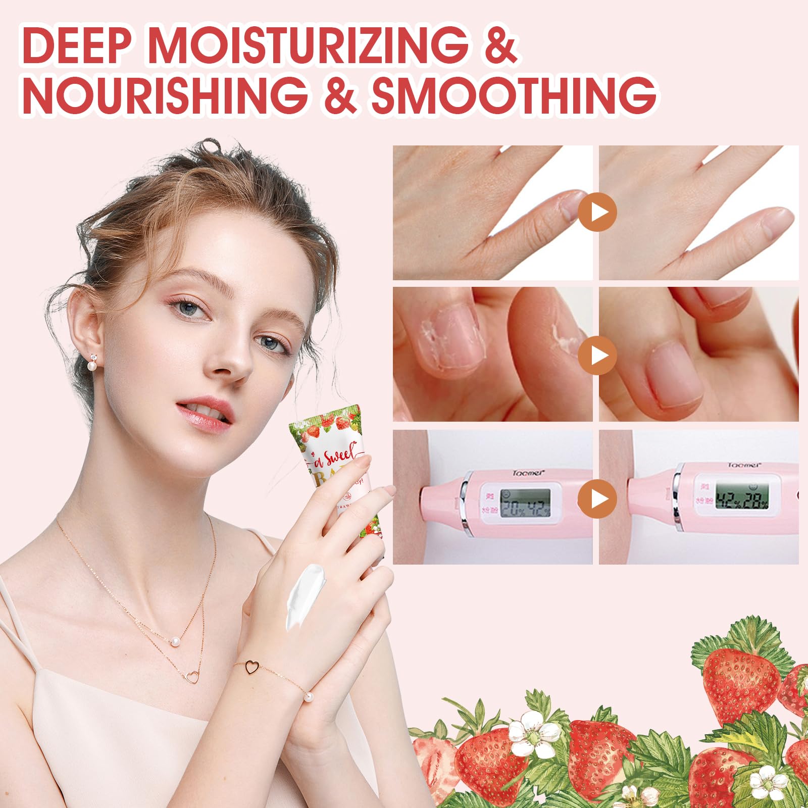 KONEUK Crème mains parfum Fraise, texture riche et absorption rapide.