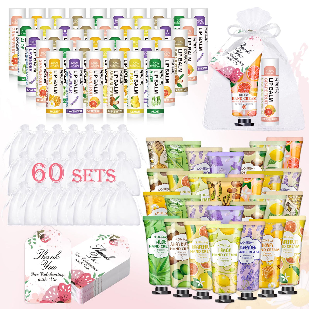 KONEUK crème mains 60-ensemble : hydratation douce pour invités.