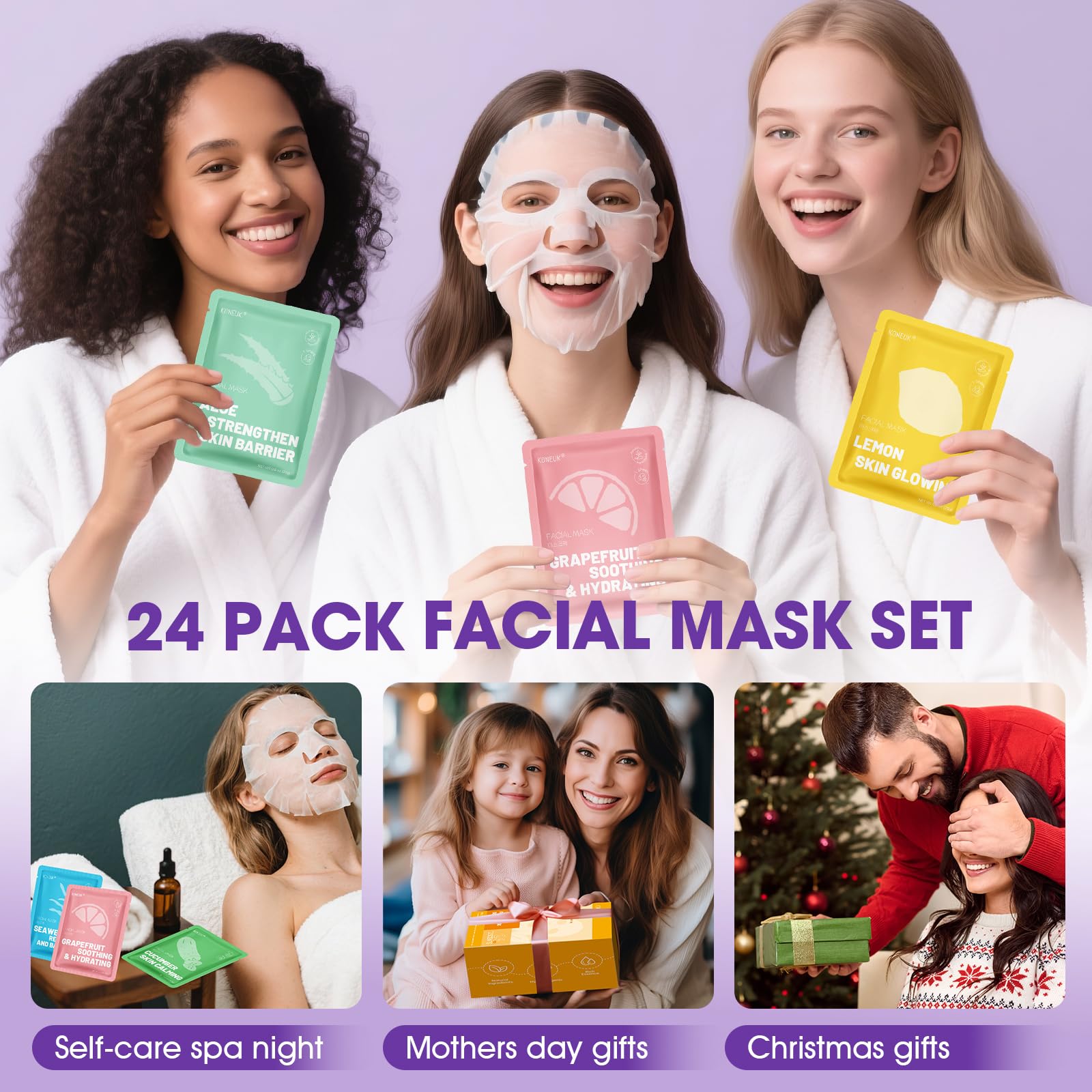 Masque KONEUK visage avocat nourrissant, soutient l’hydratation durable.