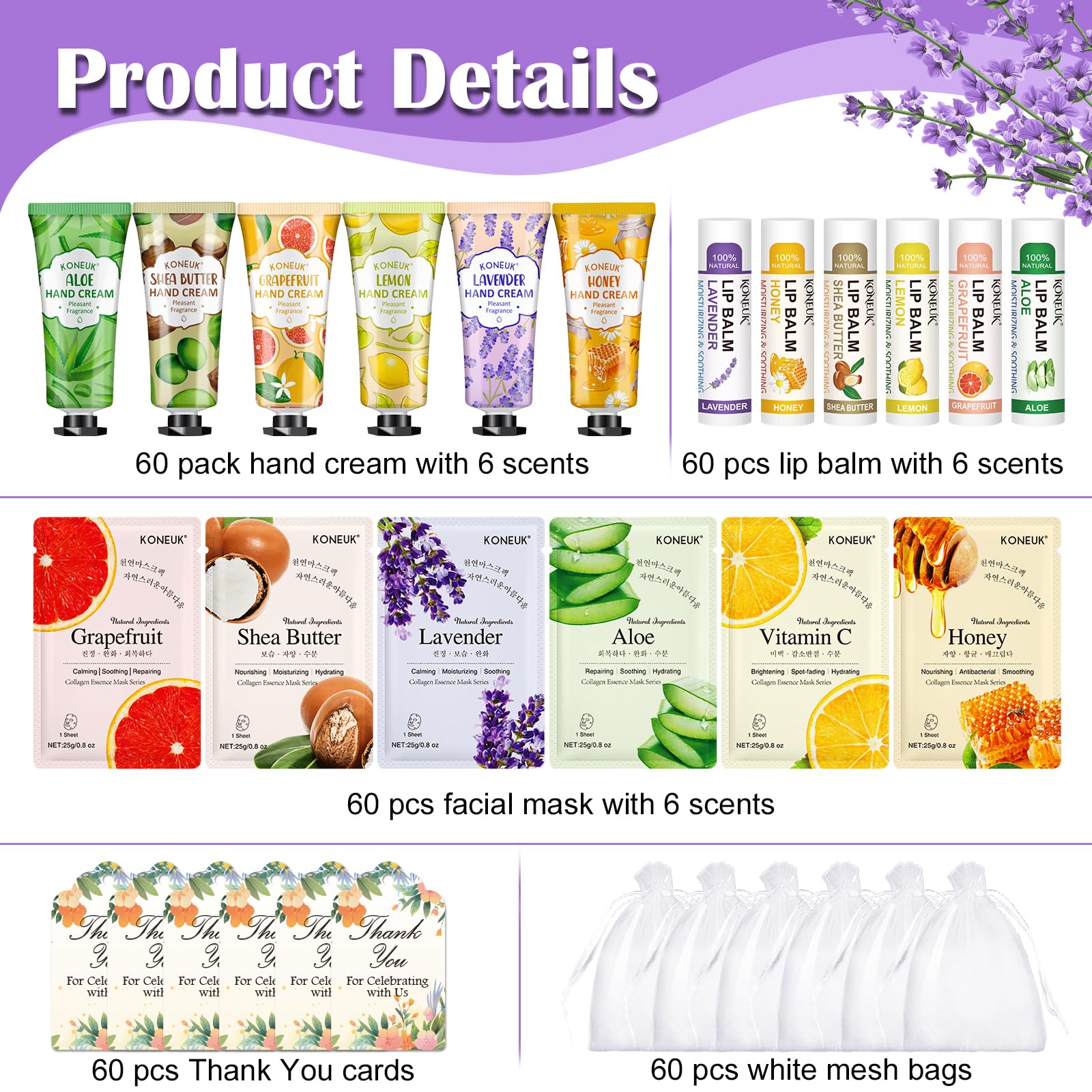 Masque visage KONEUK, 60 masques, peau hydratée et fraîche après usage.