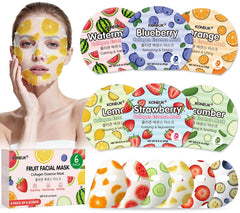 KONEUK masque visage fruits colorés 6-pack, hydratation rapide et éclat