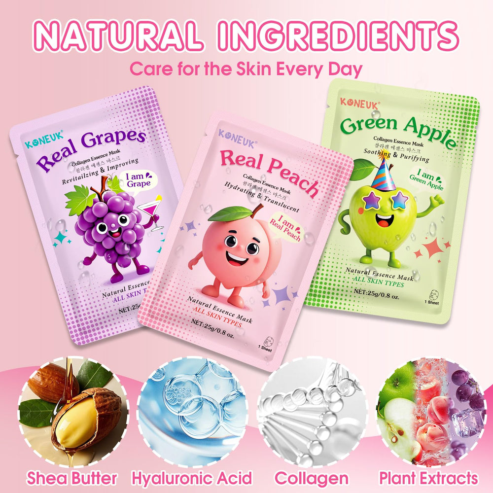 Masque visage hydratant en tissu KONEUK pour peau douce.