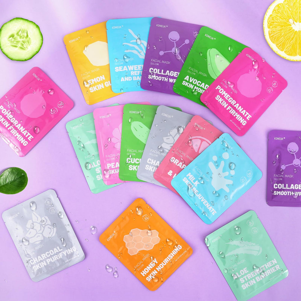 Pack KONEUK 24 masques, ensemble polyvalent pour spa à domicile.