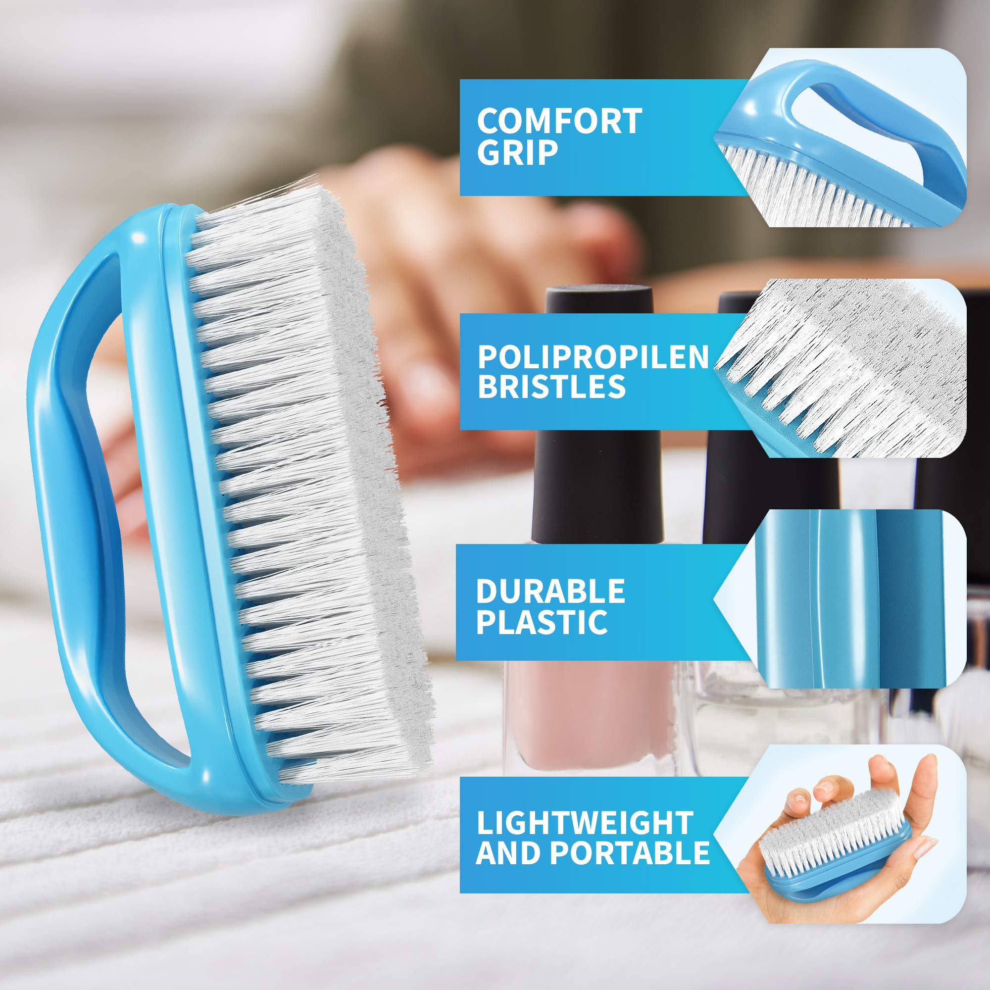 Poignée ergonomique KONEX, brosse adaptée pour les ongles et les doigts.