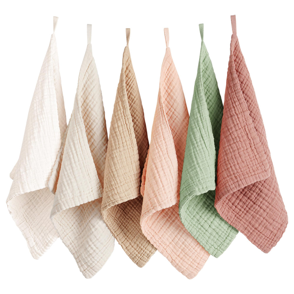 Lingettes Konssy en coton muslin, ensemble doux et absorbant pour le nettoyage quotidien.