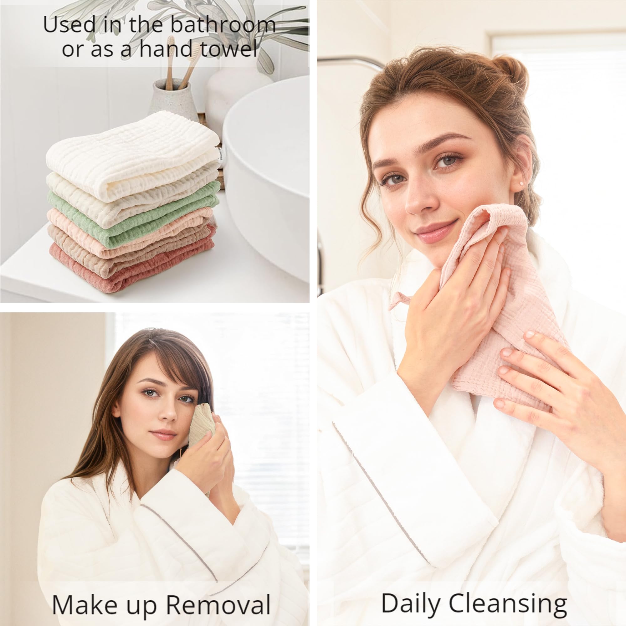 Konssy lingettes visage coton muslin, usage quotidien pratique et portable.