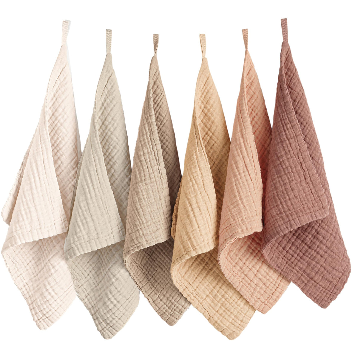 Konssy lot de 6 lingettes visage coton mousseline, absorption élevée pour un nettoyage en douceur.