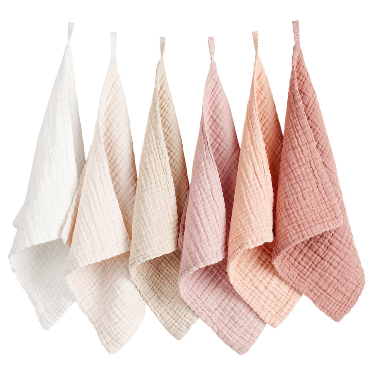 Konssy lingettes visages muslin, lot de 6, nettoyage doux et réutilisable.