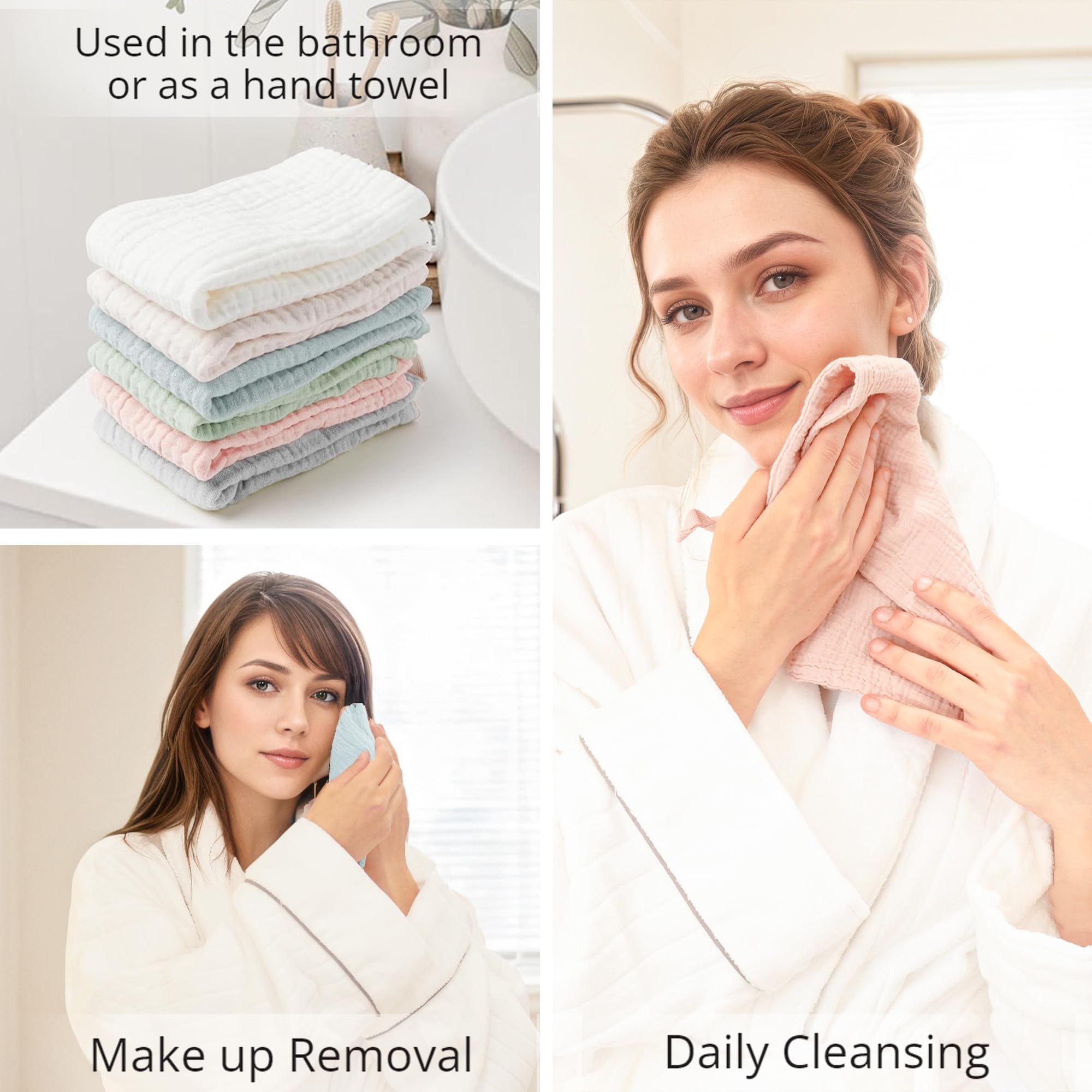 Konssy serviettes visage absorbantes, parfaites pour capter le savon en douceur.