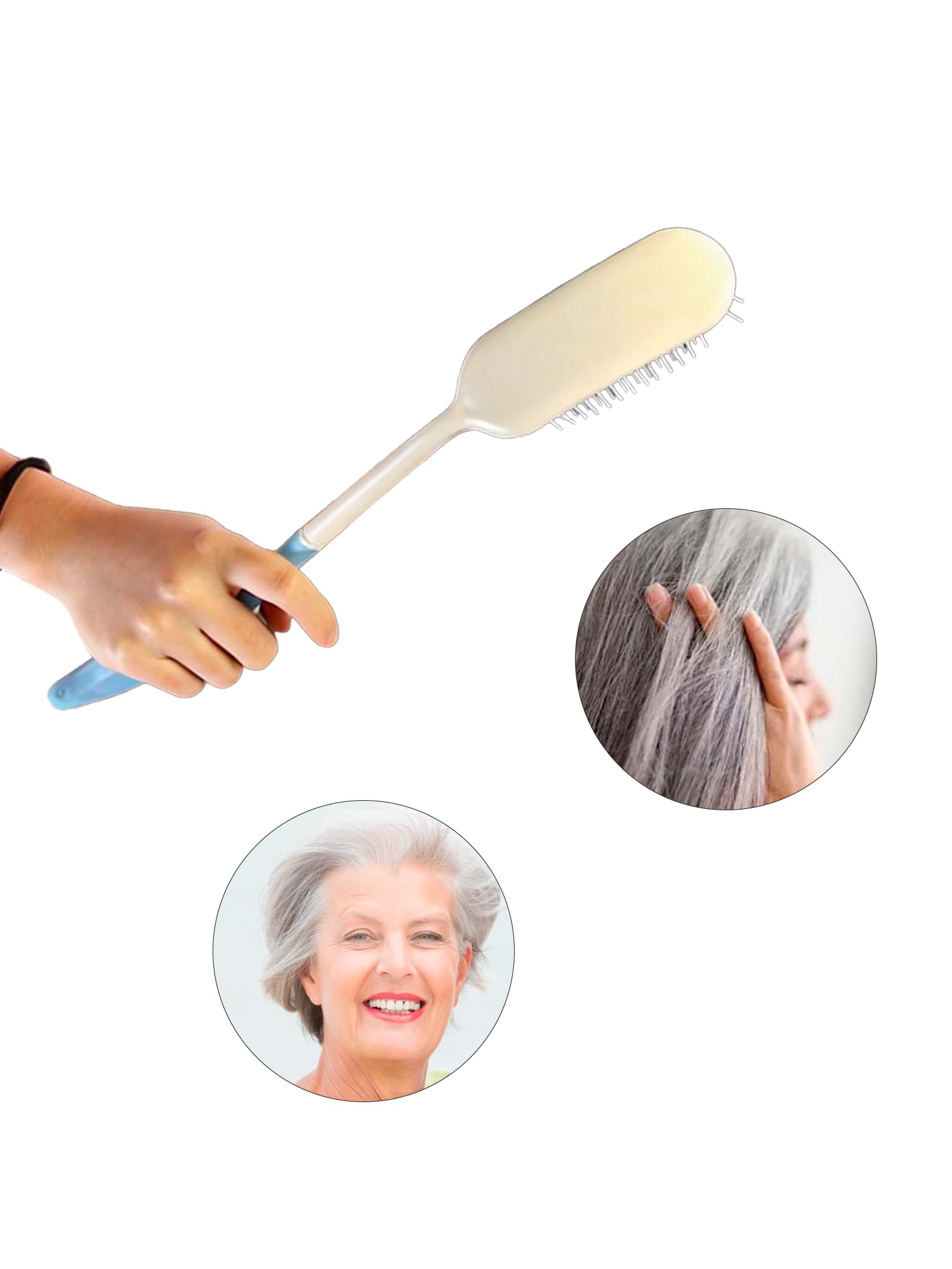 Brosse légère en plastique, longueur environ 36 cm, rangement facile.