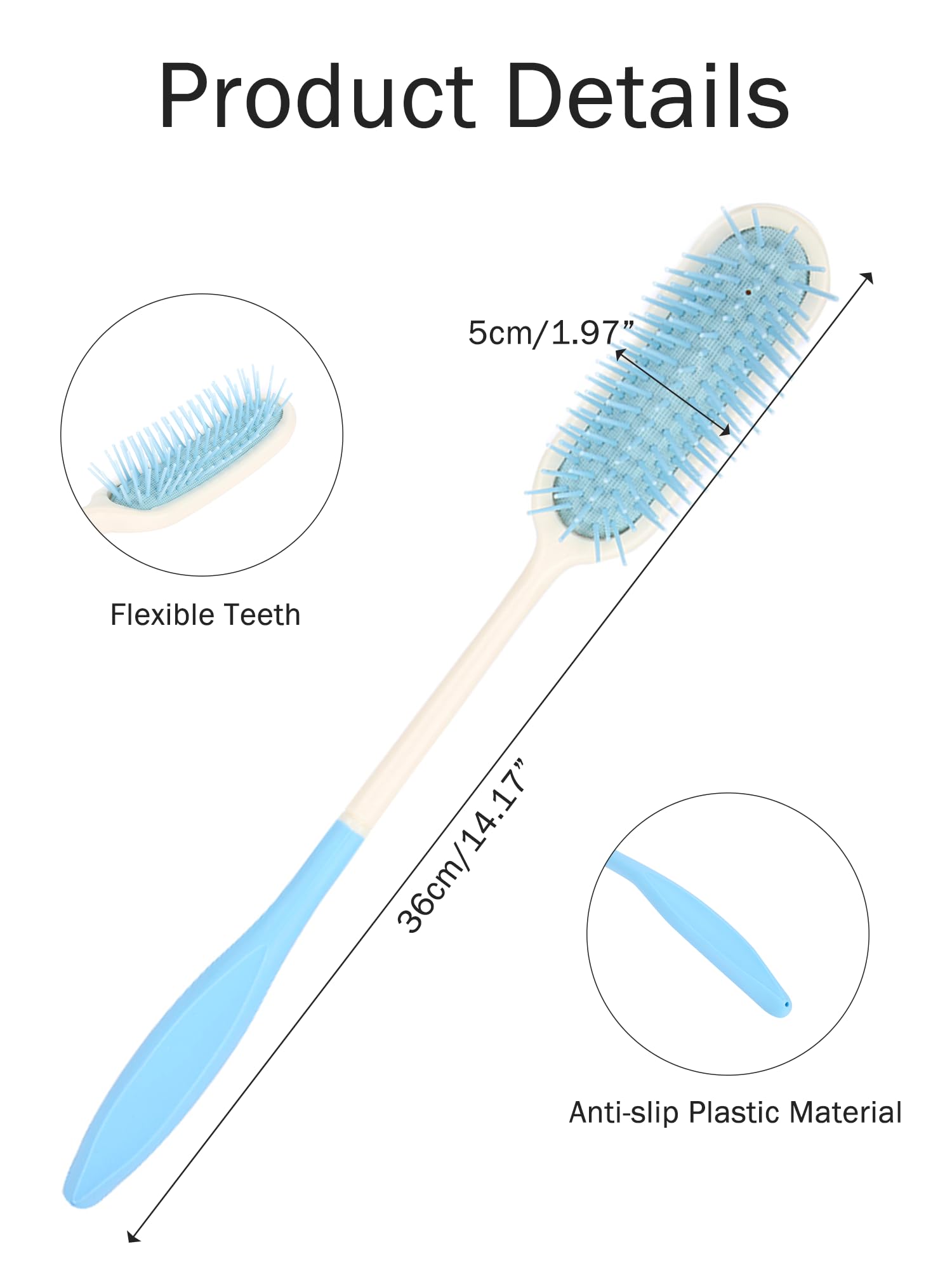 Brosse KooingTech à longue poignée ergonomique triangulaire, prise sûre et confortable.