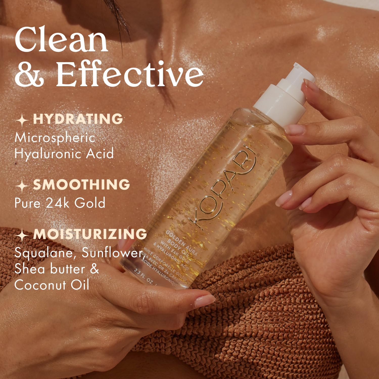 Kopari composition hyaluronique et squalane, soin quotidien pour peau hydratée.