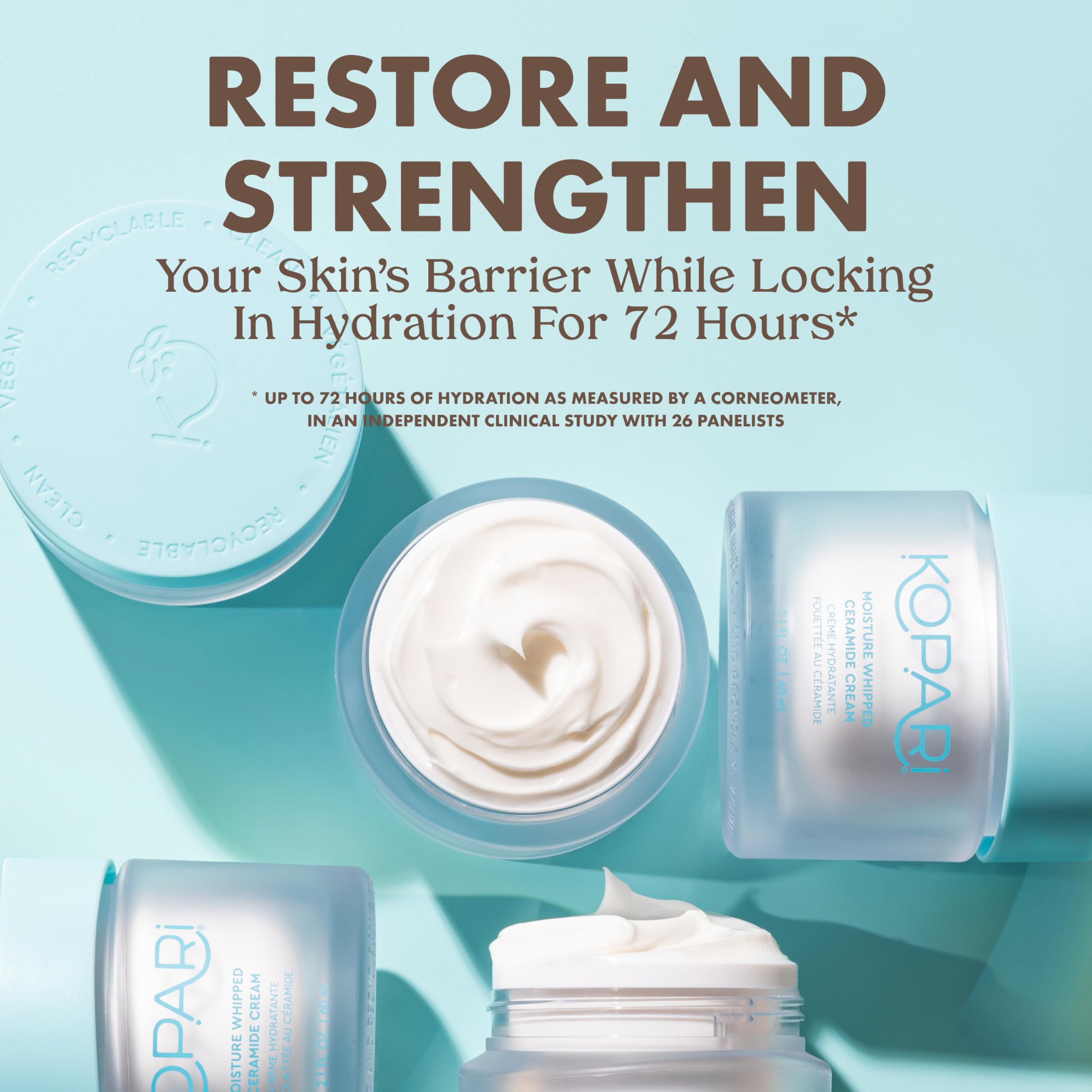 Kopari Crème Ceramides Texture Légère: absorption rapide et sensation agréable.