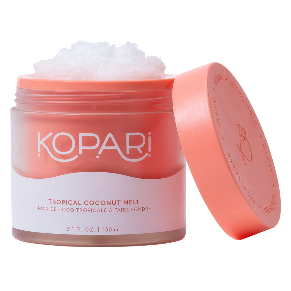 Bouteille Kopari huile de coco bio prête à l’application et hydratante.