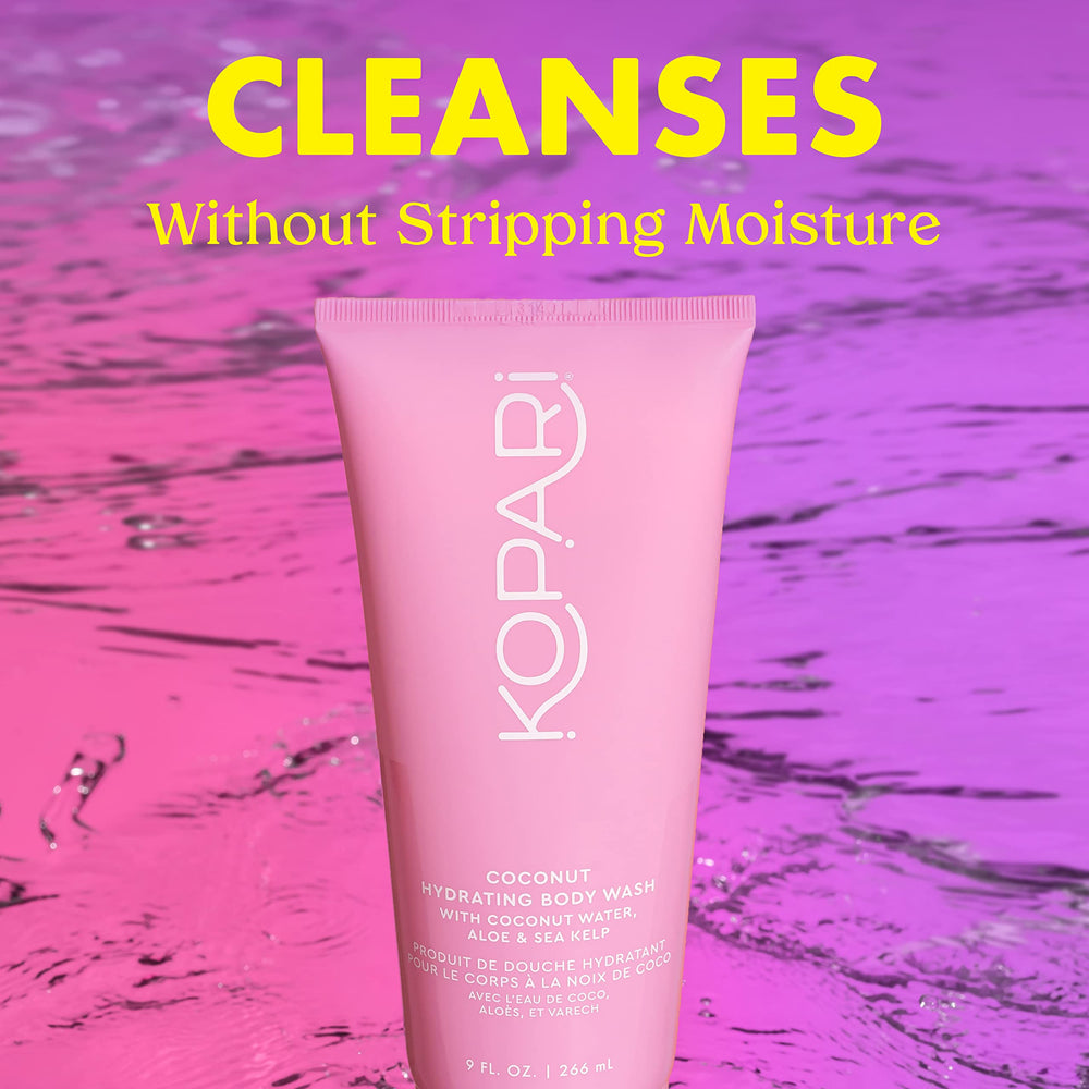 Kopari Gel Douche Hydratant : mousse riche et douceur sans tiraillement.