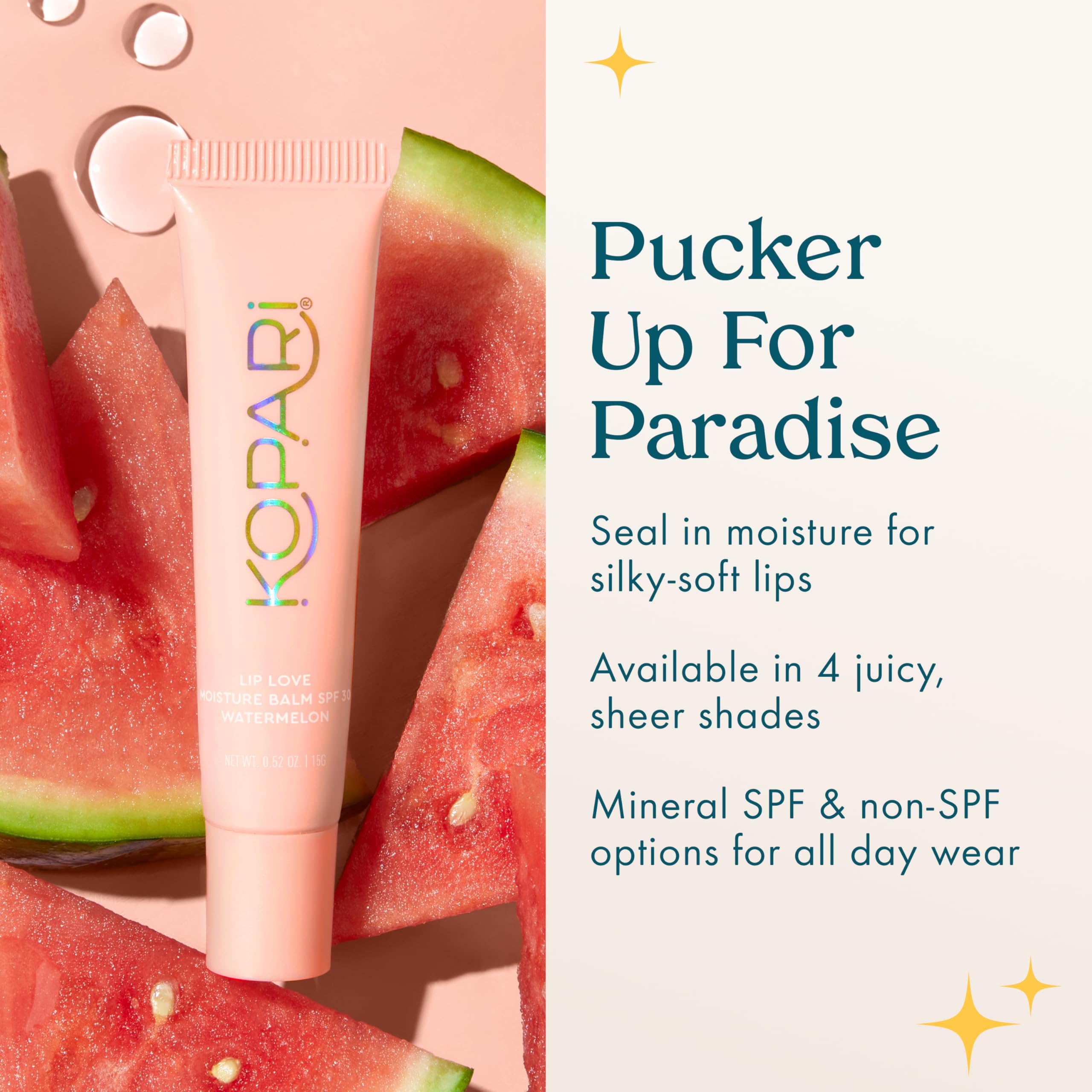 Kopari Lip Love Watermelon SPF30 ceramides et squalane pour hydrater.