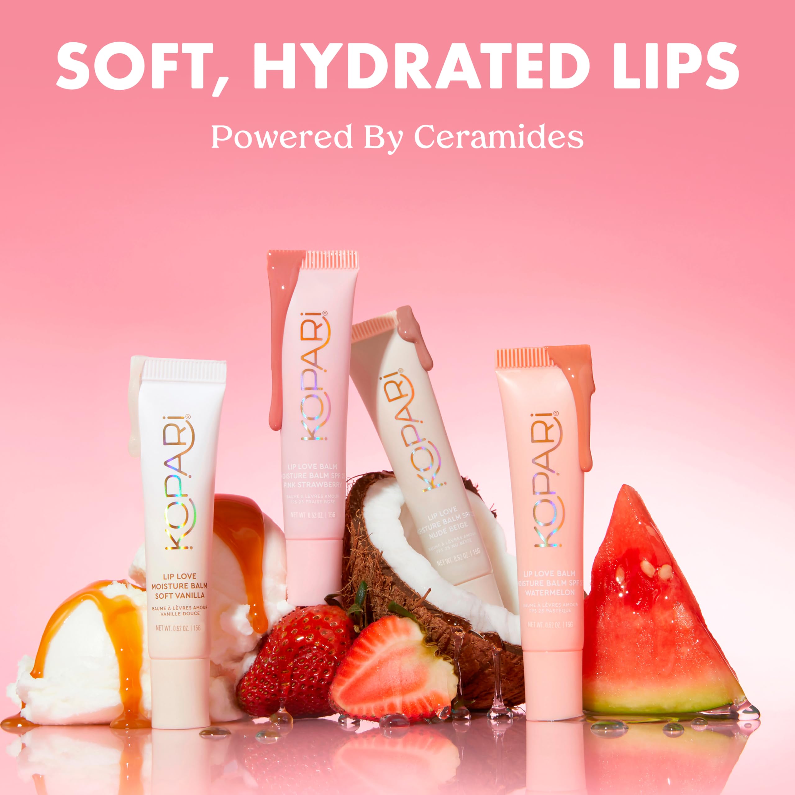Kopari Lip Love Watermelon SPF30 nuancier léger et naturel.