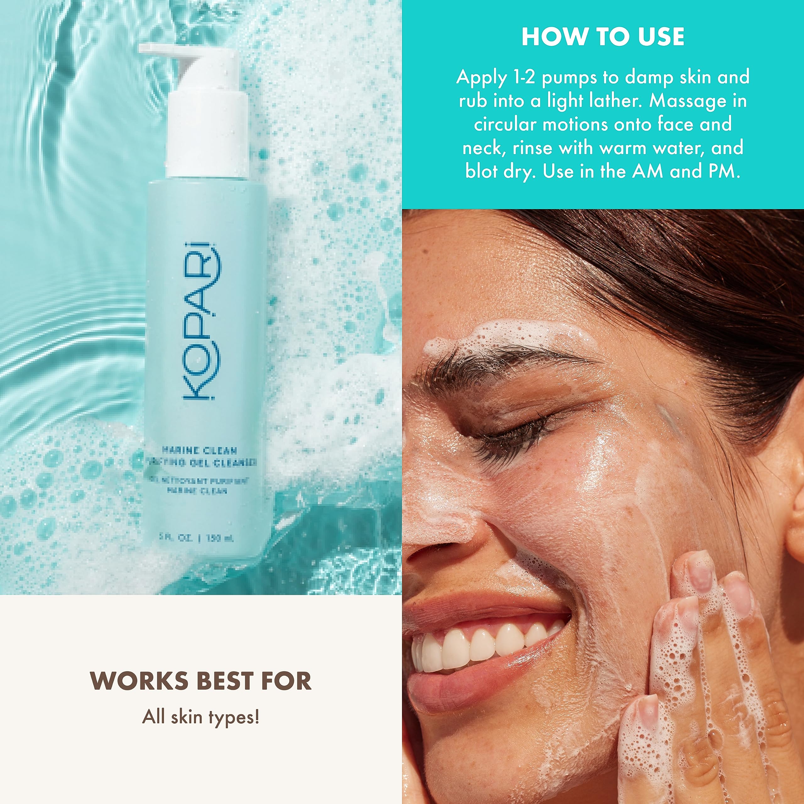 Kopari Marine Clean: vitamine B5 hydratante après le lavage.