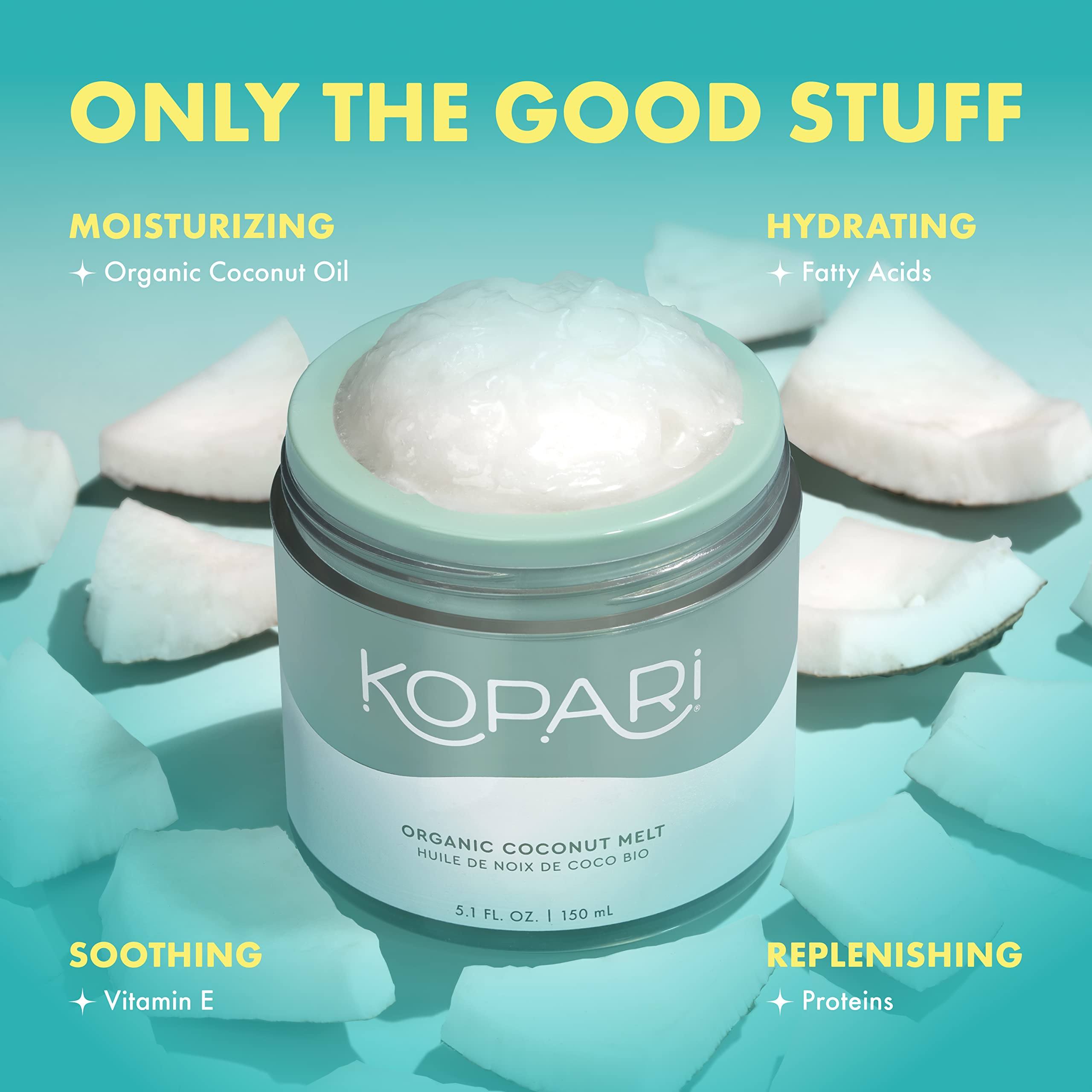 Kopari Coconut Melt – démaquillant nourrissant pour le visage et le cou.