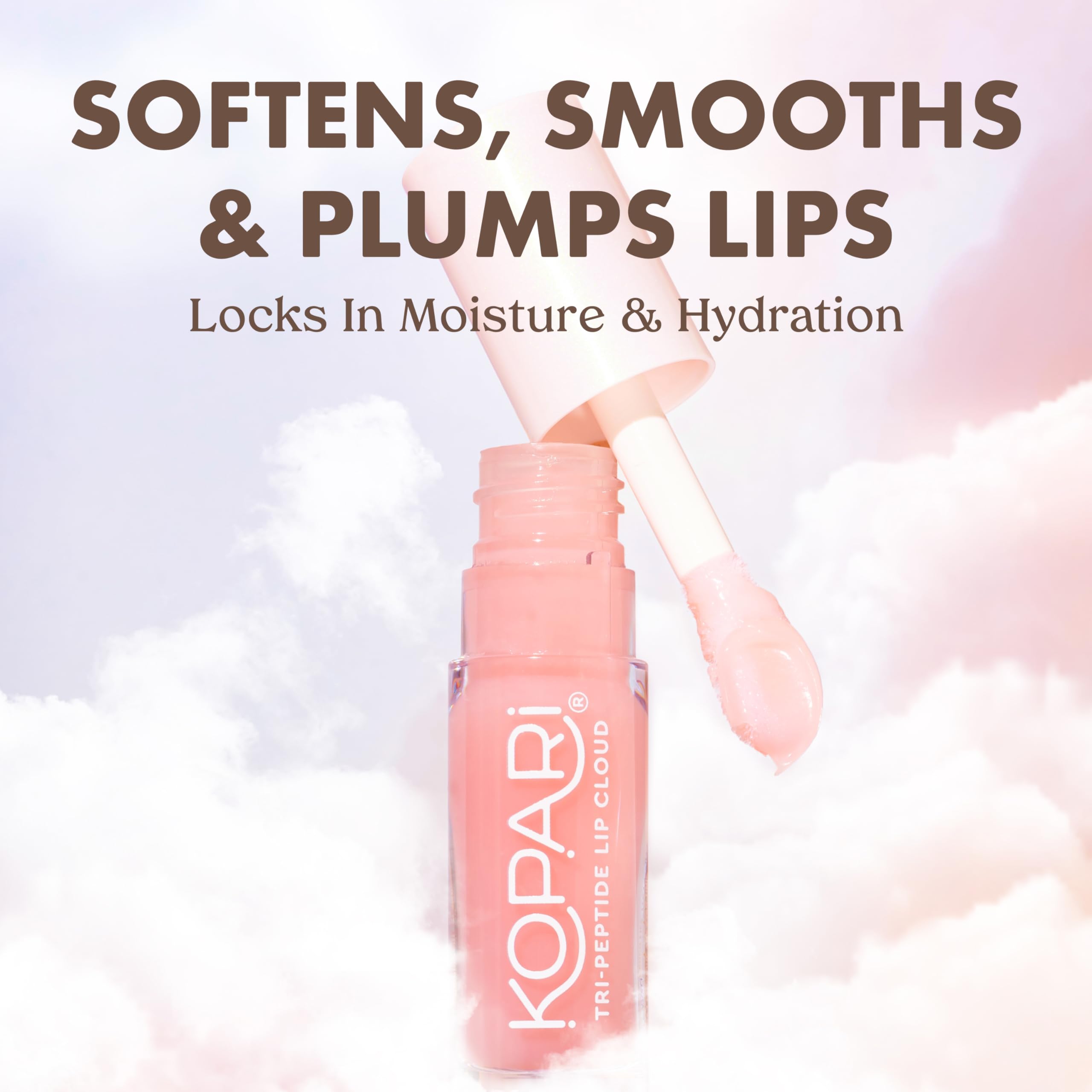 Texture veloutée Kopari Nuage Lèvres sur les lèvres pour une douceur soyeuse.