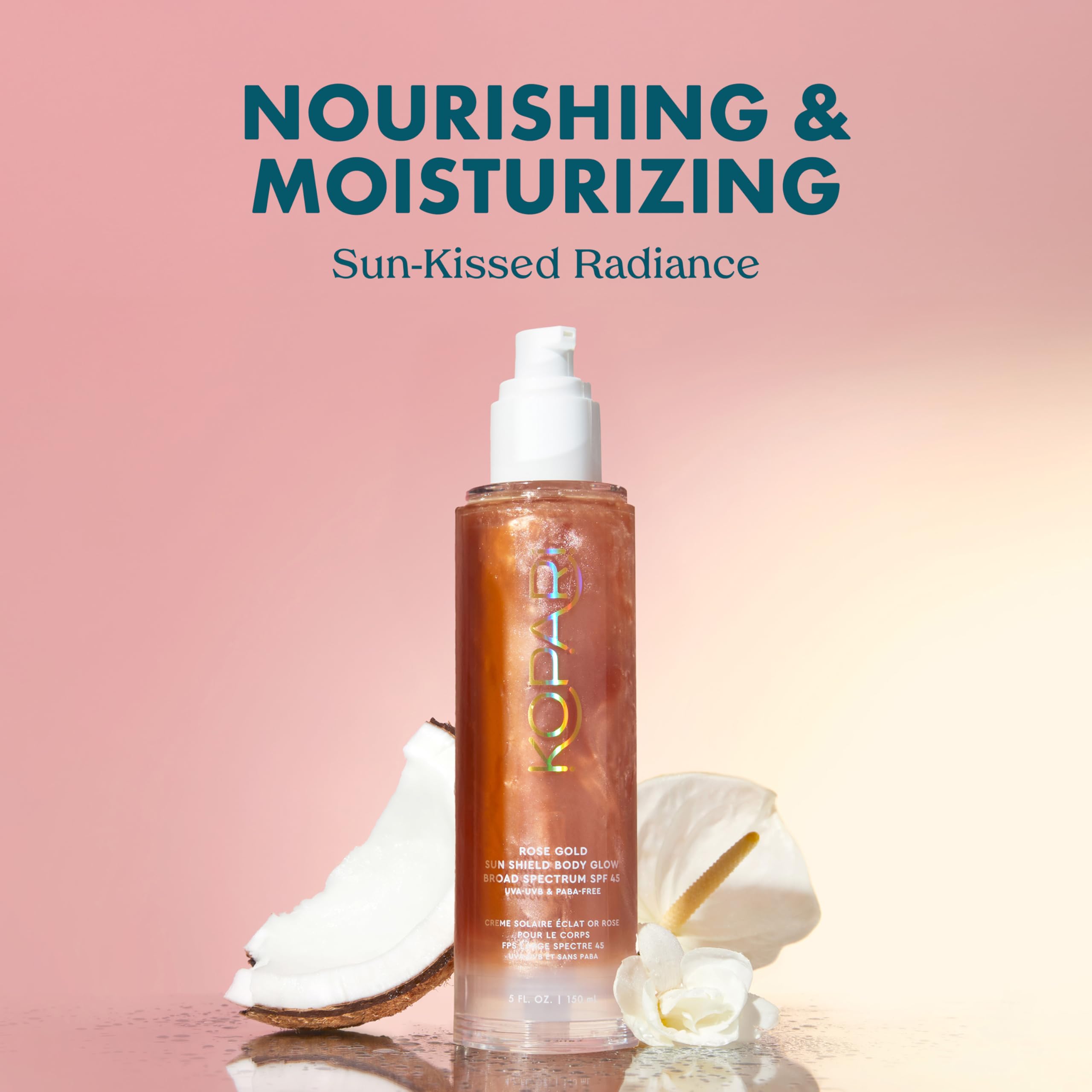 Texture gel scintillant Kopari Sun Shield Body Glow prête à être appliqué.