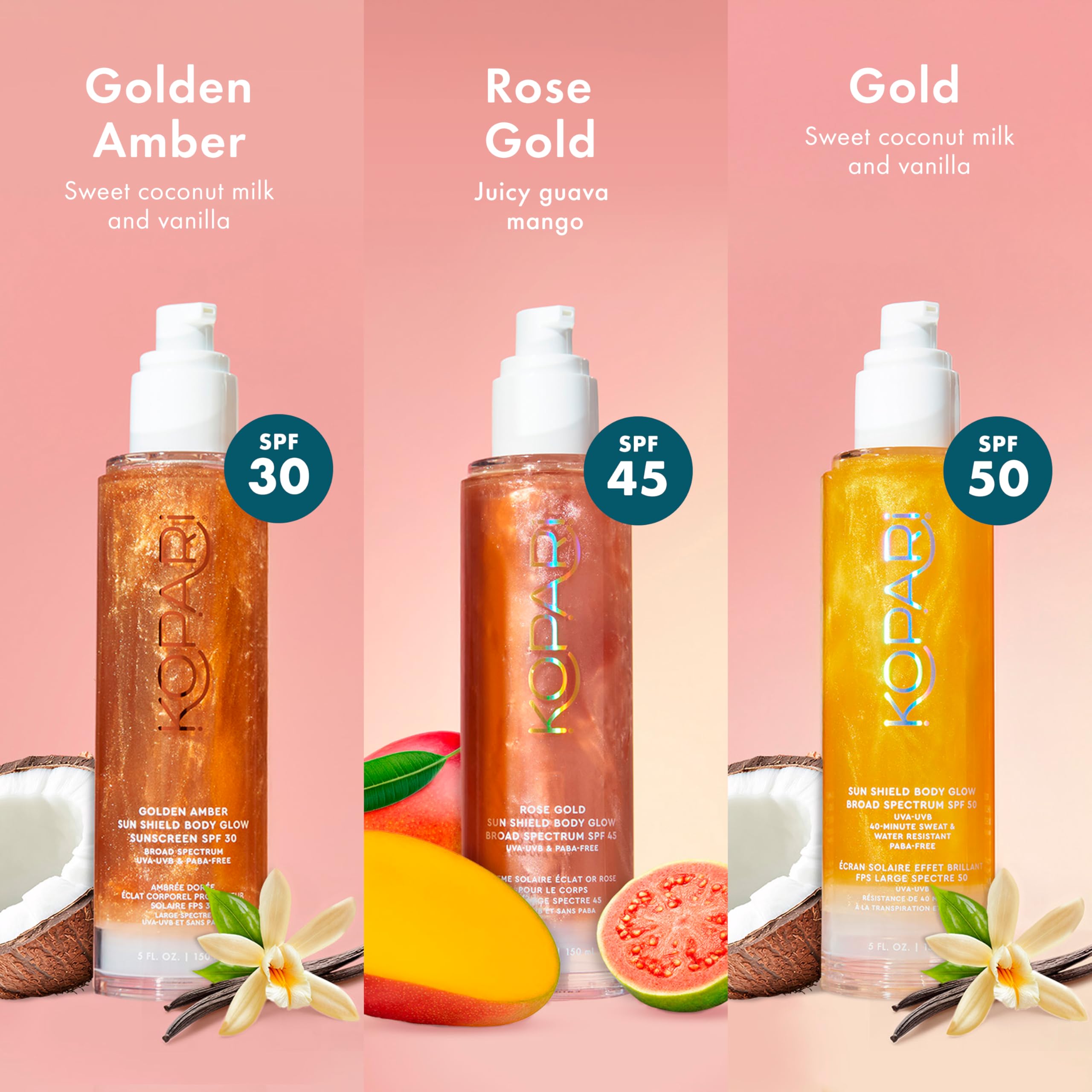 Vitamine E dans Kopari Sun Shield Body Glow pour le soin cutané.
