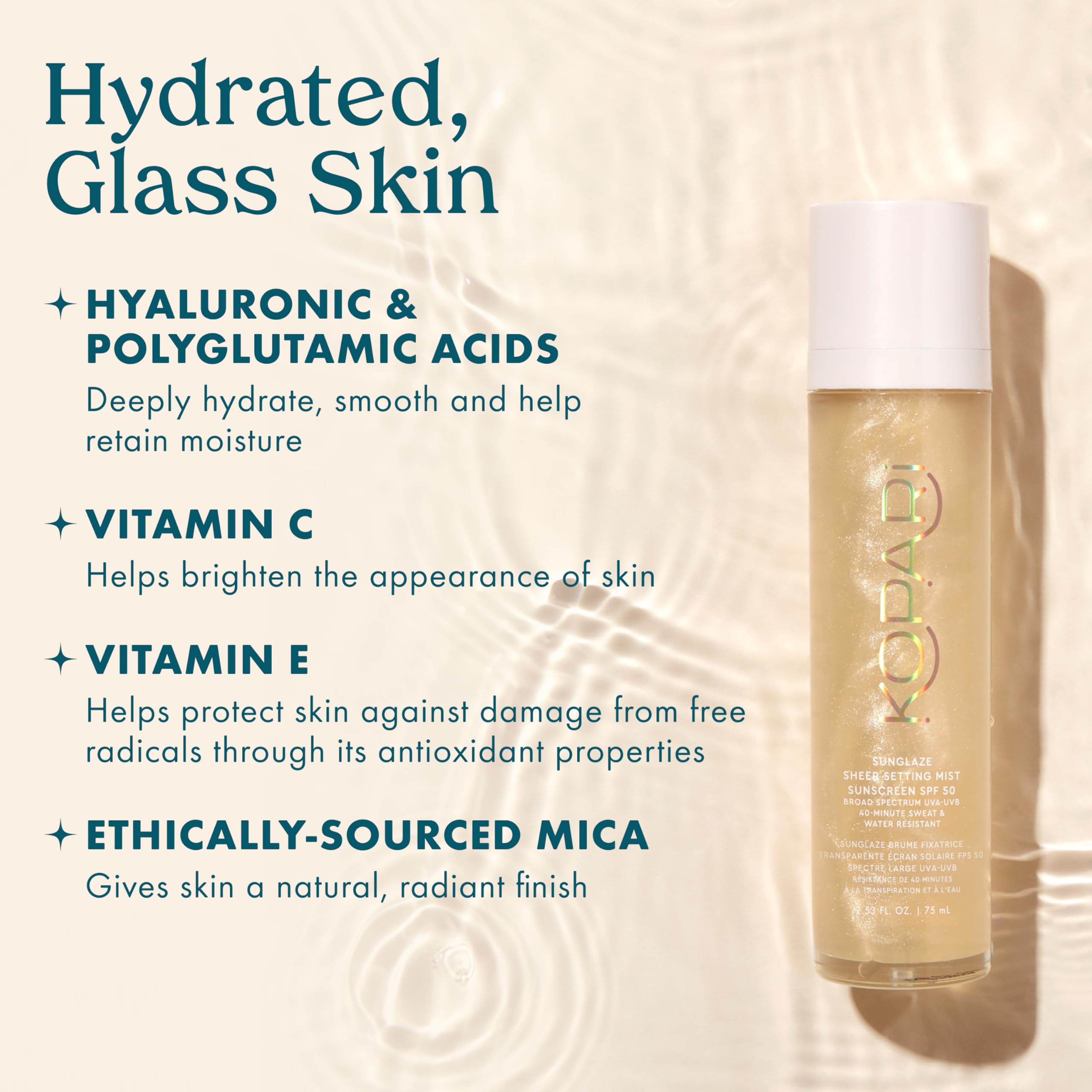 Kopari Sunglaze fixe le maquillage avec une brillance naturelle.