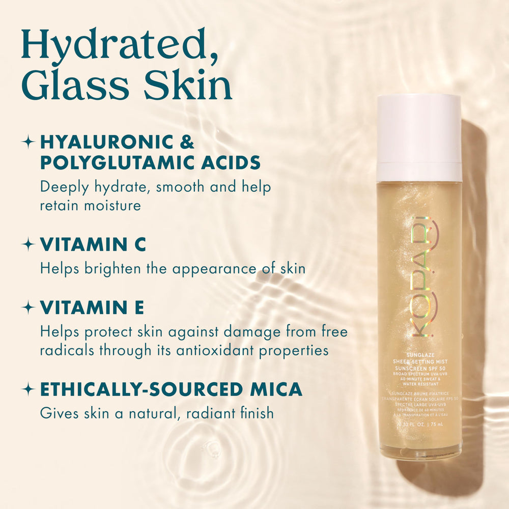 Kopari Sunglaze fixe le maquillage avec une brillance naturelle.