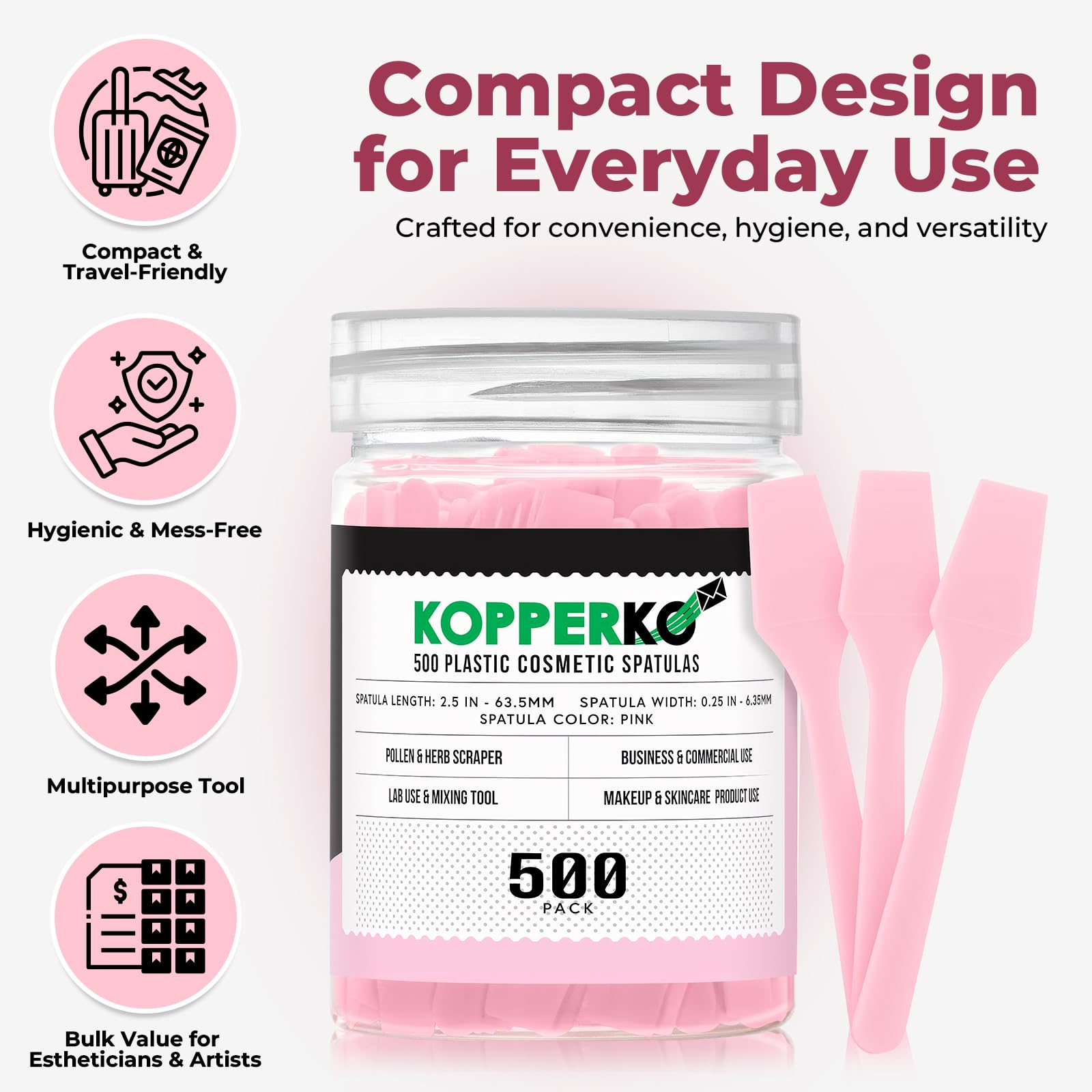 Spatule Kopperko pour crèmes et masques, usage jetable et hygiénique.