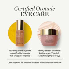 KORA Organics huile contour des yeux Noni Éclatant et rouleau quartz rose pour effet frais