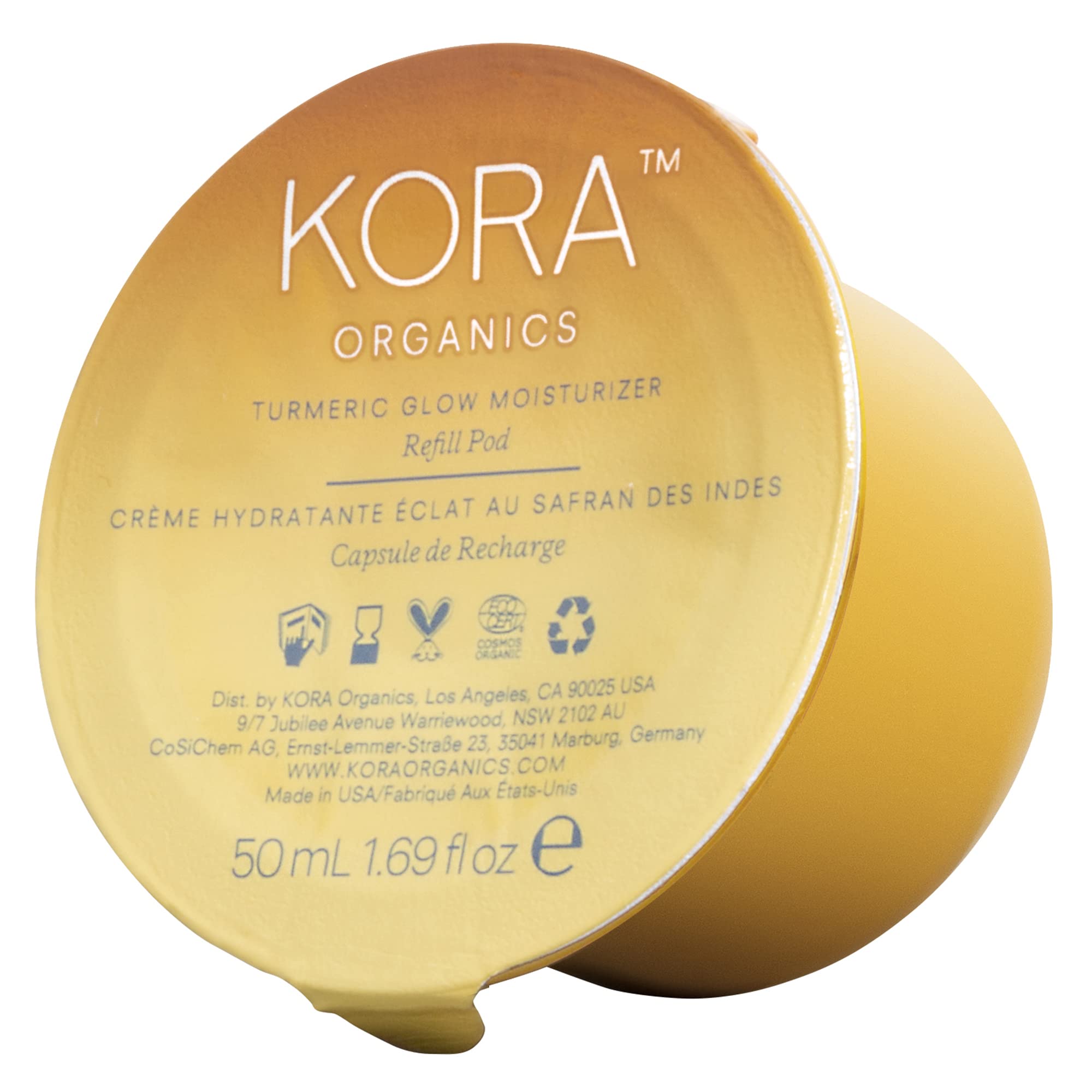 KORA Organics Turmeric Glow recharge recyclable – pratique et durable pour la routine.