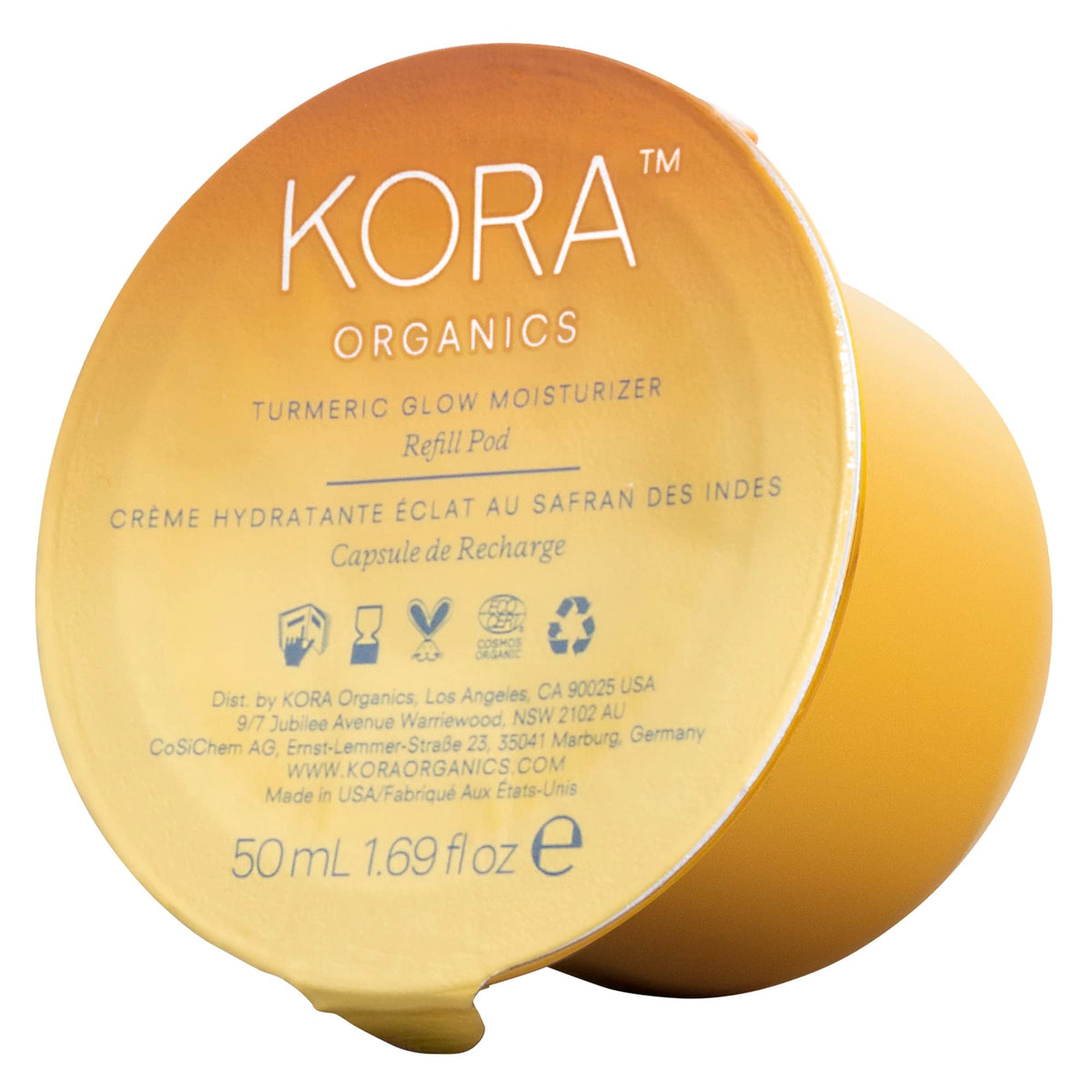 KORA Organics Turmeric Glow recharge recyclable – pratique et durable pour la routine.